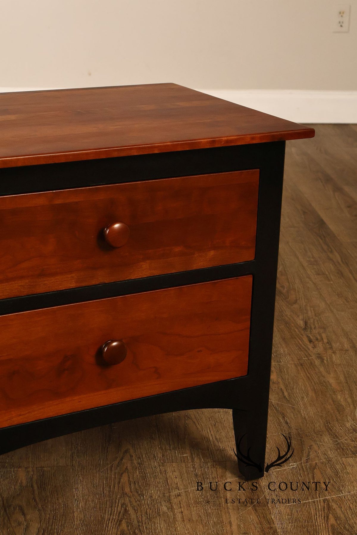 Ethan Allen American Impressions Pair Of Two-Tone Cherry Two Drawer Nightstands