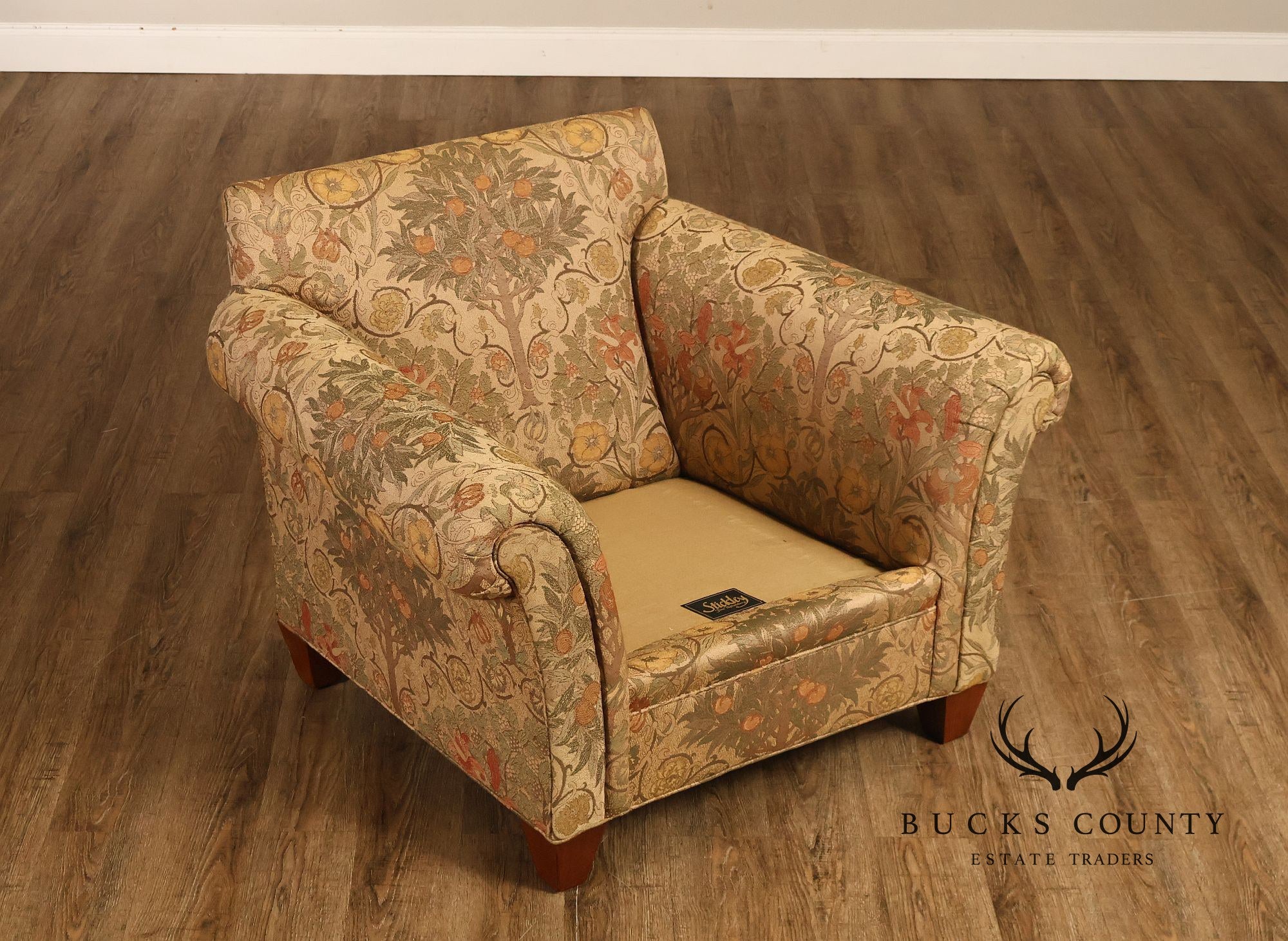 Stickley Tree of Life Upholstered Lounge Chair With Matching Ottoman