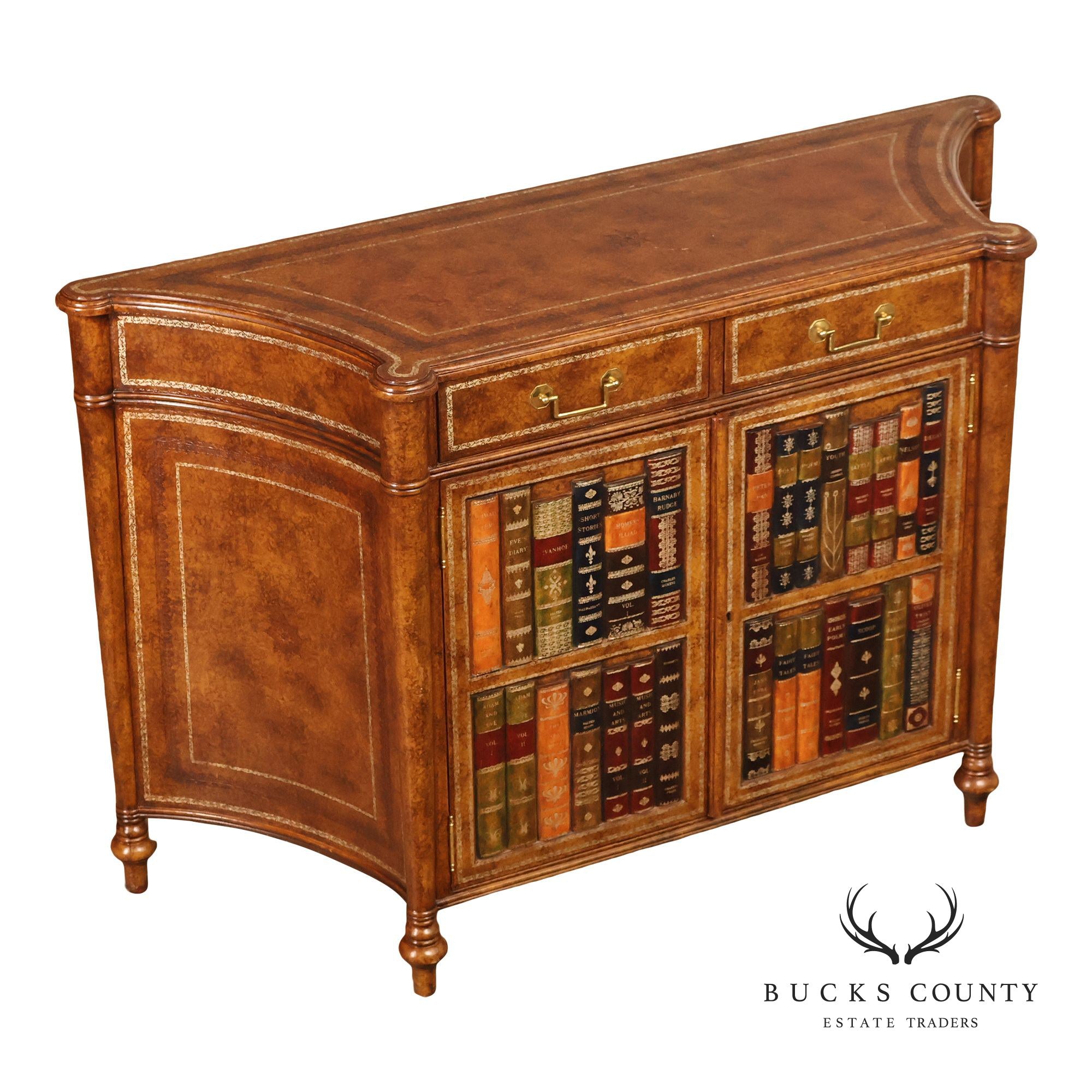 Maitland Smith Leather Wrapped Commode Cabinet