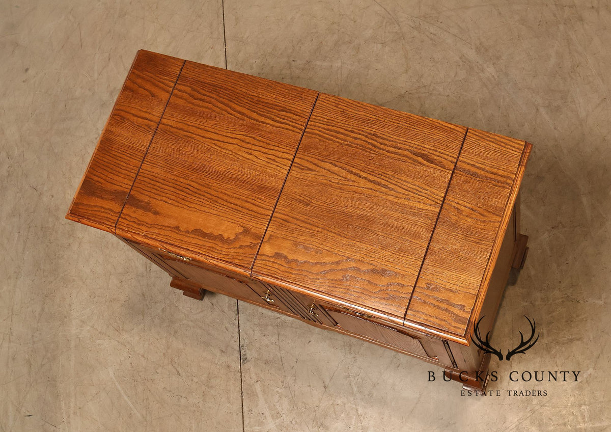 Ethan Allen Rustic Style Oak Flip Top Server