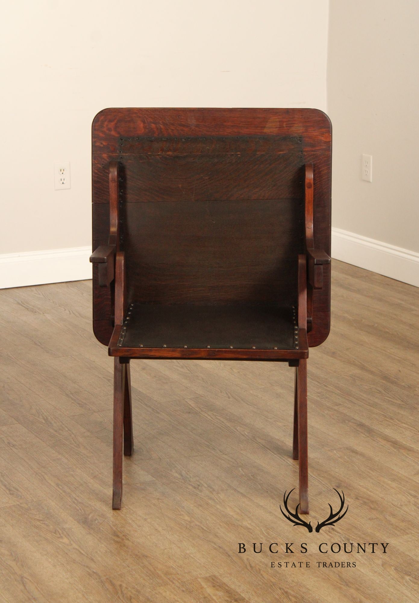 English Arts And Crafts Oak and Leather Metamorphic Armchair  Game Table