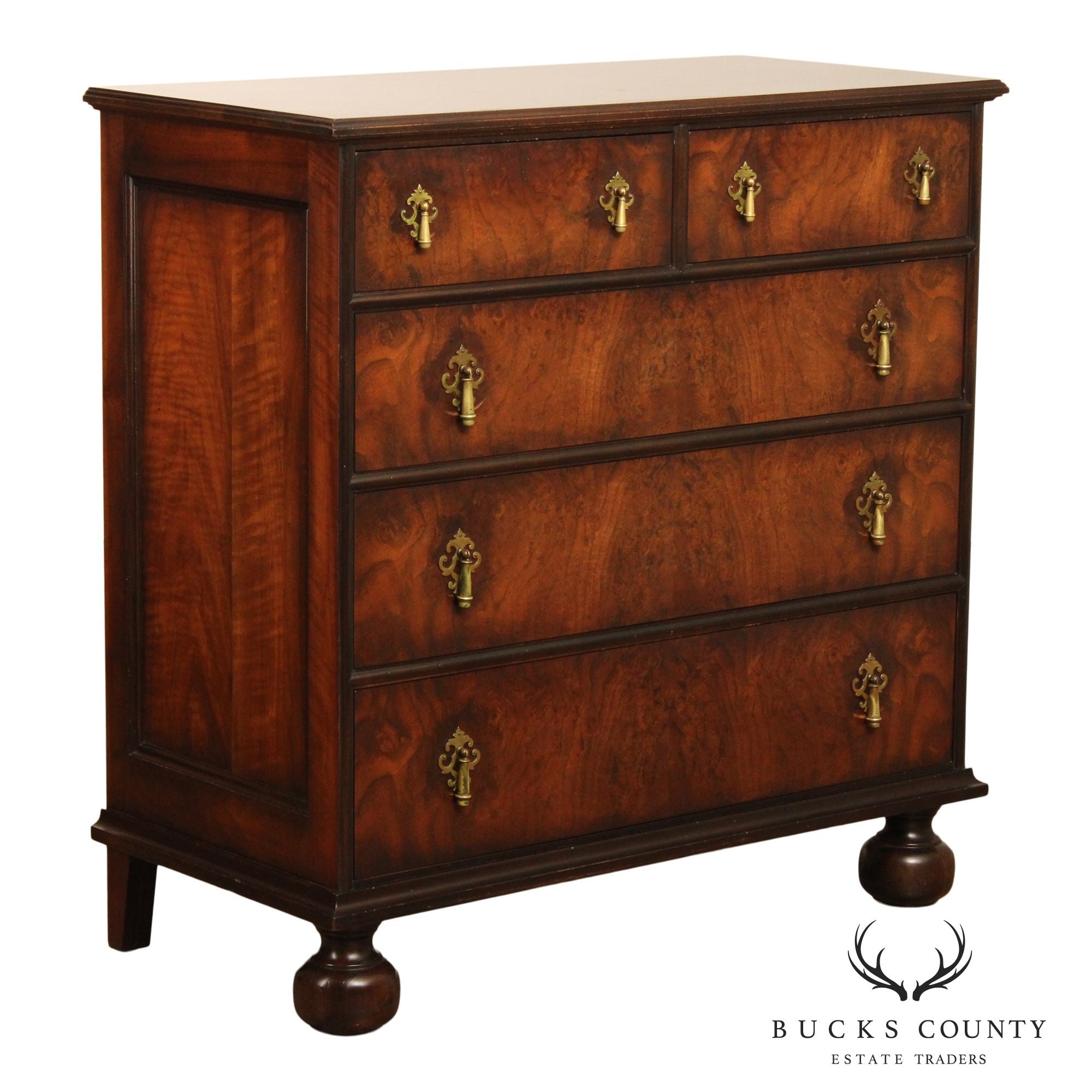 Wright Table Company William And Mary Style Walnut Chest Of Drawers