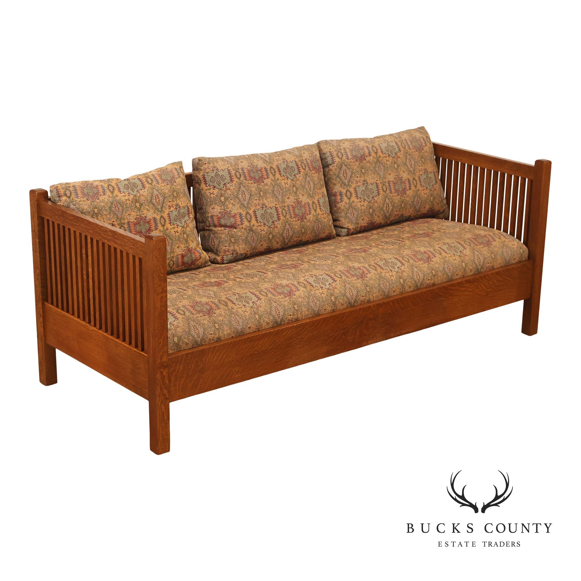 Stickley Mission Collection Oak Spindle Settle