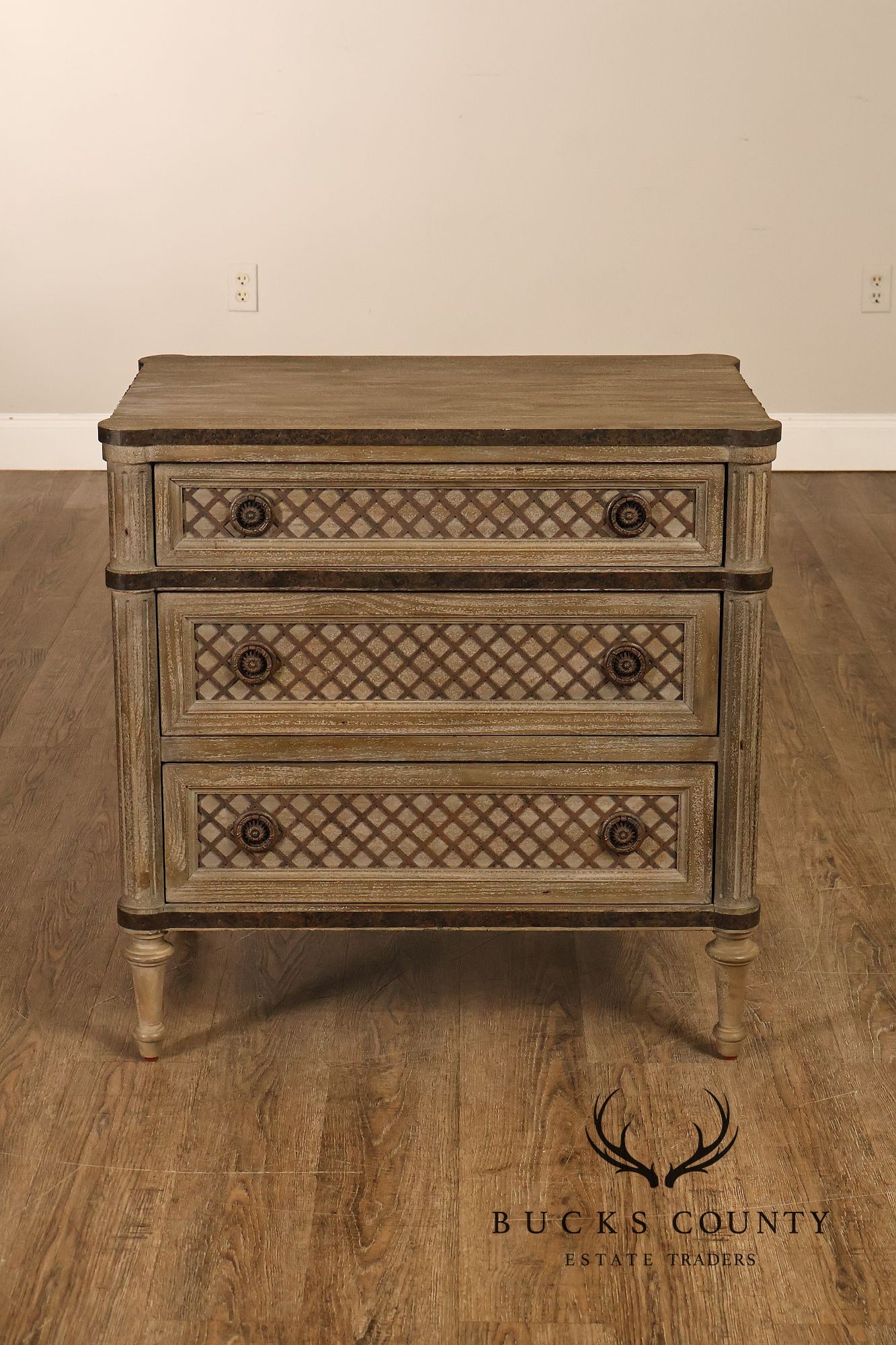 Restoration Hardware Treillage Collection Louis XVI Style Latticework Pair of Nightstands