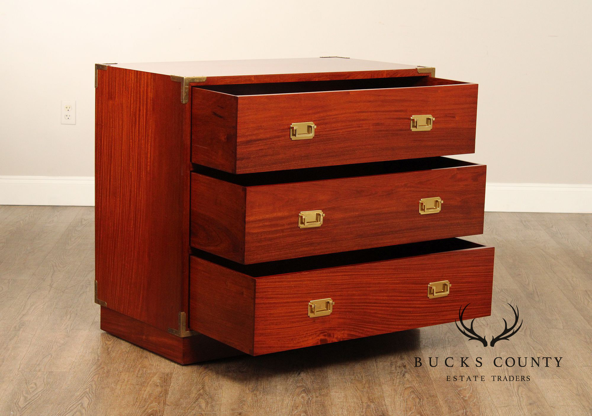 Campaign Style Brass Bound Rosewood Chest of Drawers