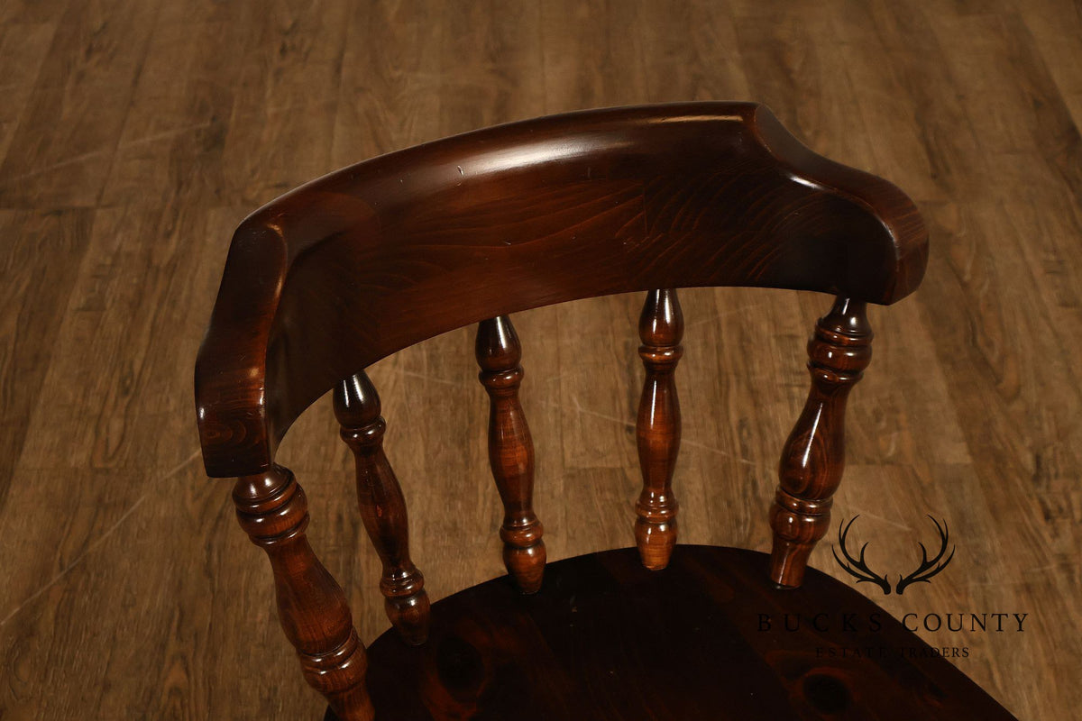 Set Of Four Ethan Allen Colonial Style Dark Finish Windsor Dining Chairs