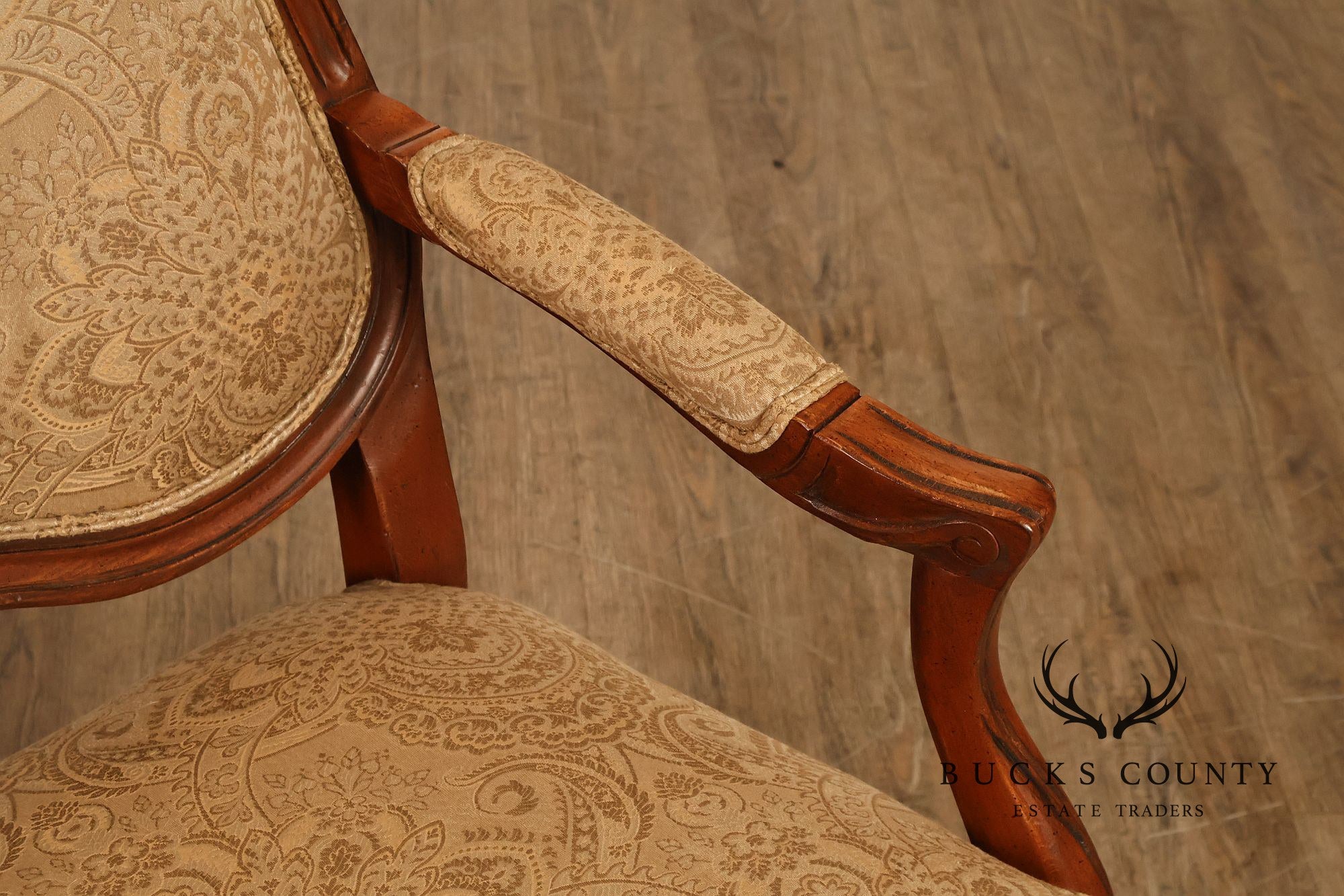 Ethan Allen French Louis XV Style Pair of Fauteuil Armchairs