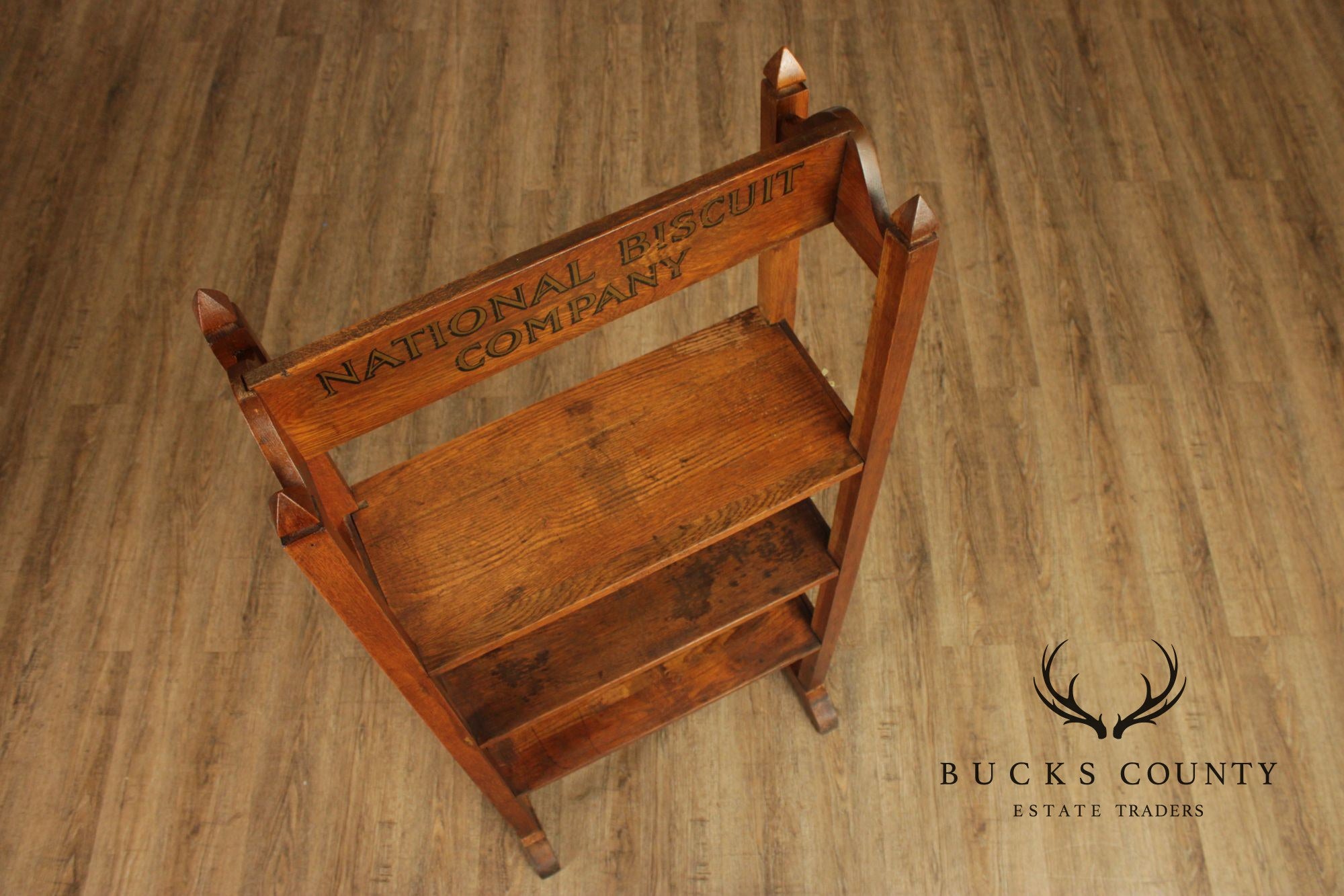 National Biscuit Company Arts & Crafts Oak Display Shelf