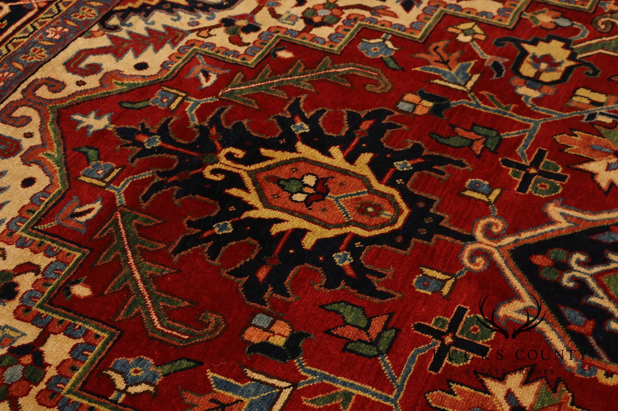 Persian Heriz Hand Knotted Wool Room Size Rug 9' x 13'