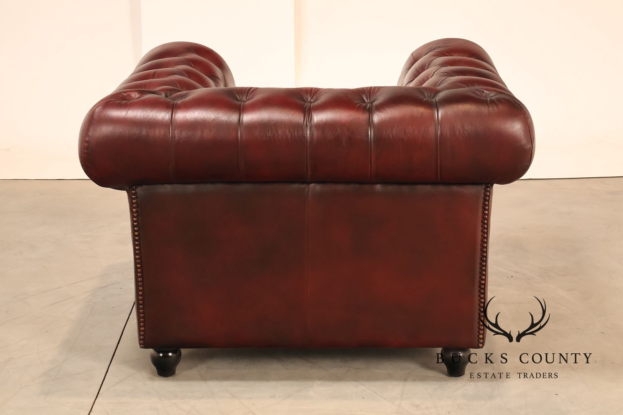 Chesterfield Style Pair of Oxford Red Leather Club Chairs