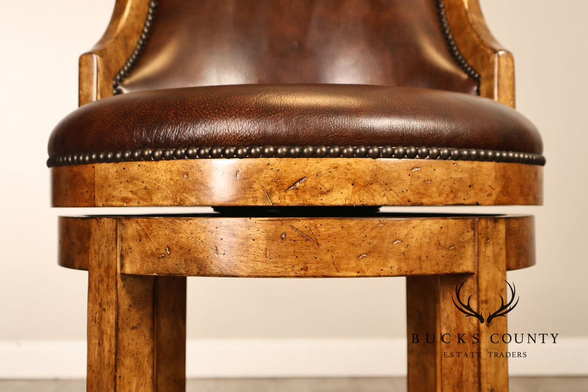 Contemporary Set Of 4 F aux Leather Upholstered Bar Stools