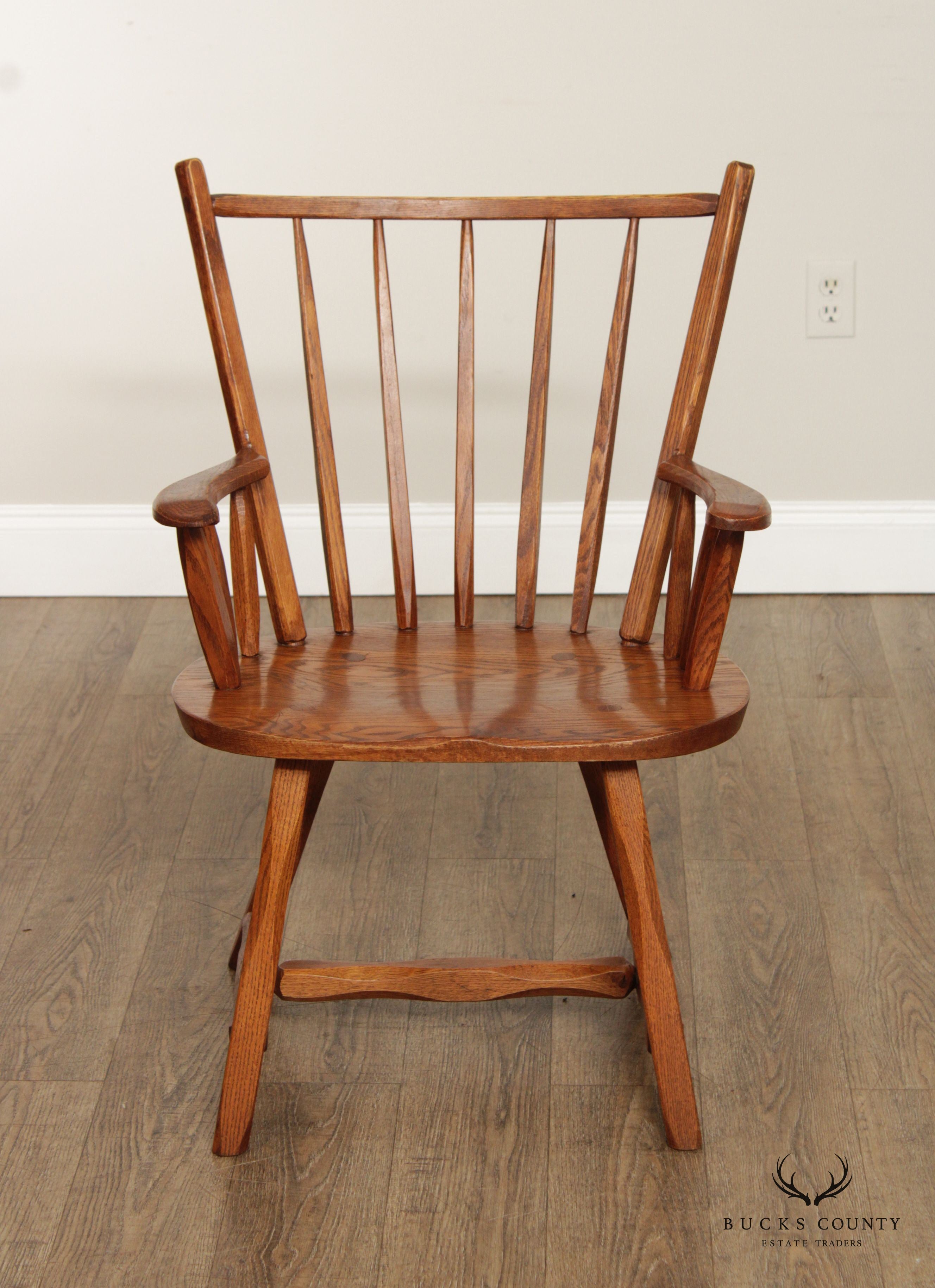 Hunt Country Furniture Rustic Oak Set of Four Windsor Dining Chairs