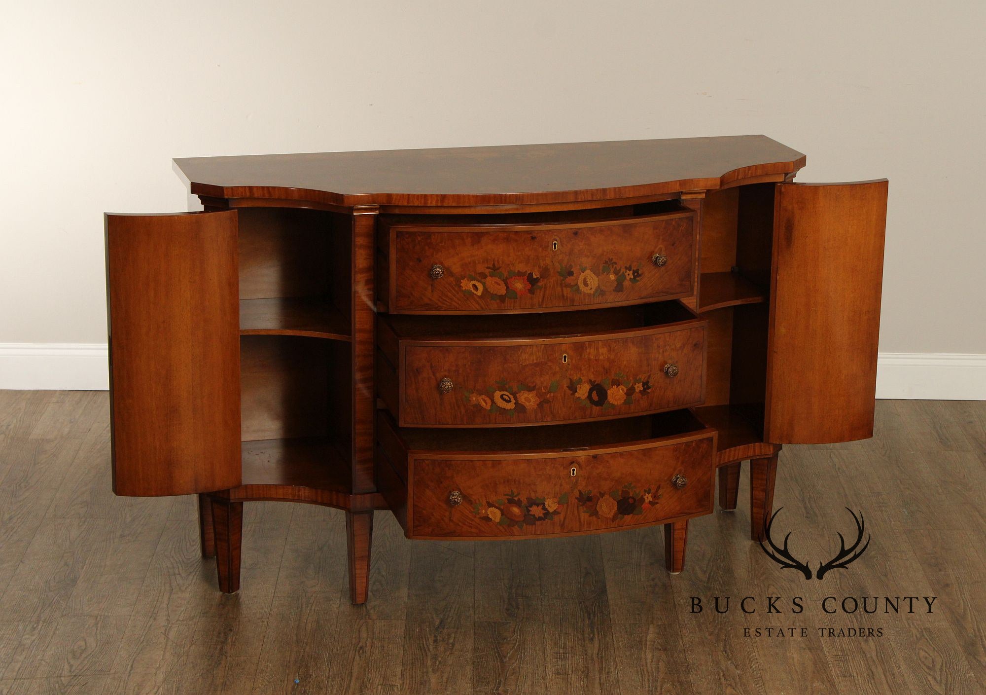 Italian Neoclassical Style Marquetry Inlaid Sideboard Server