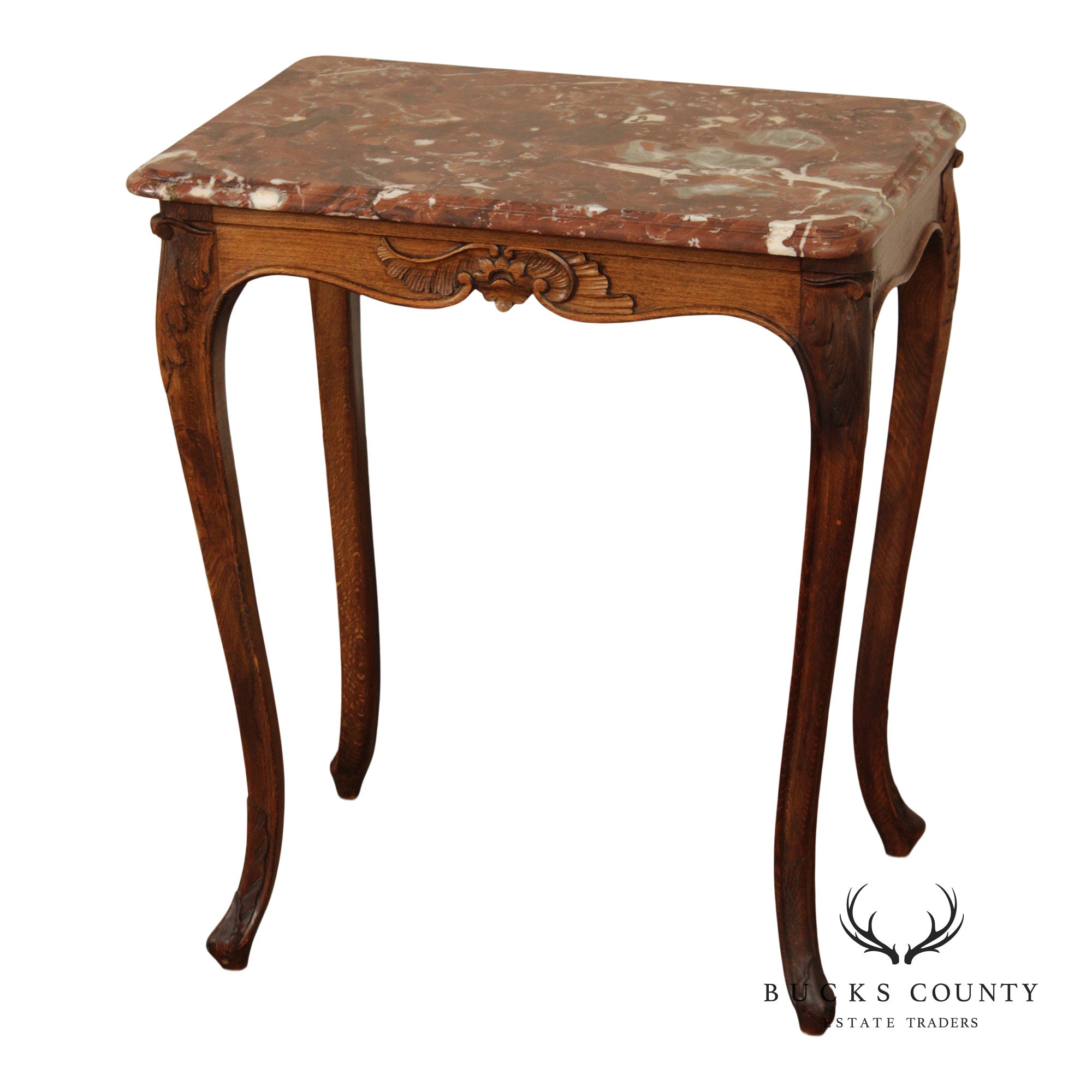 French Louis XV Style Marble Top End Table