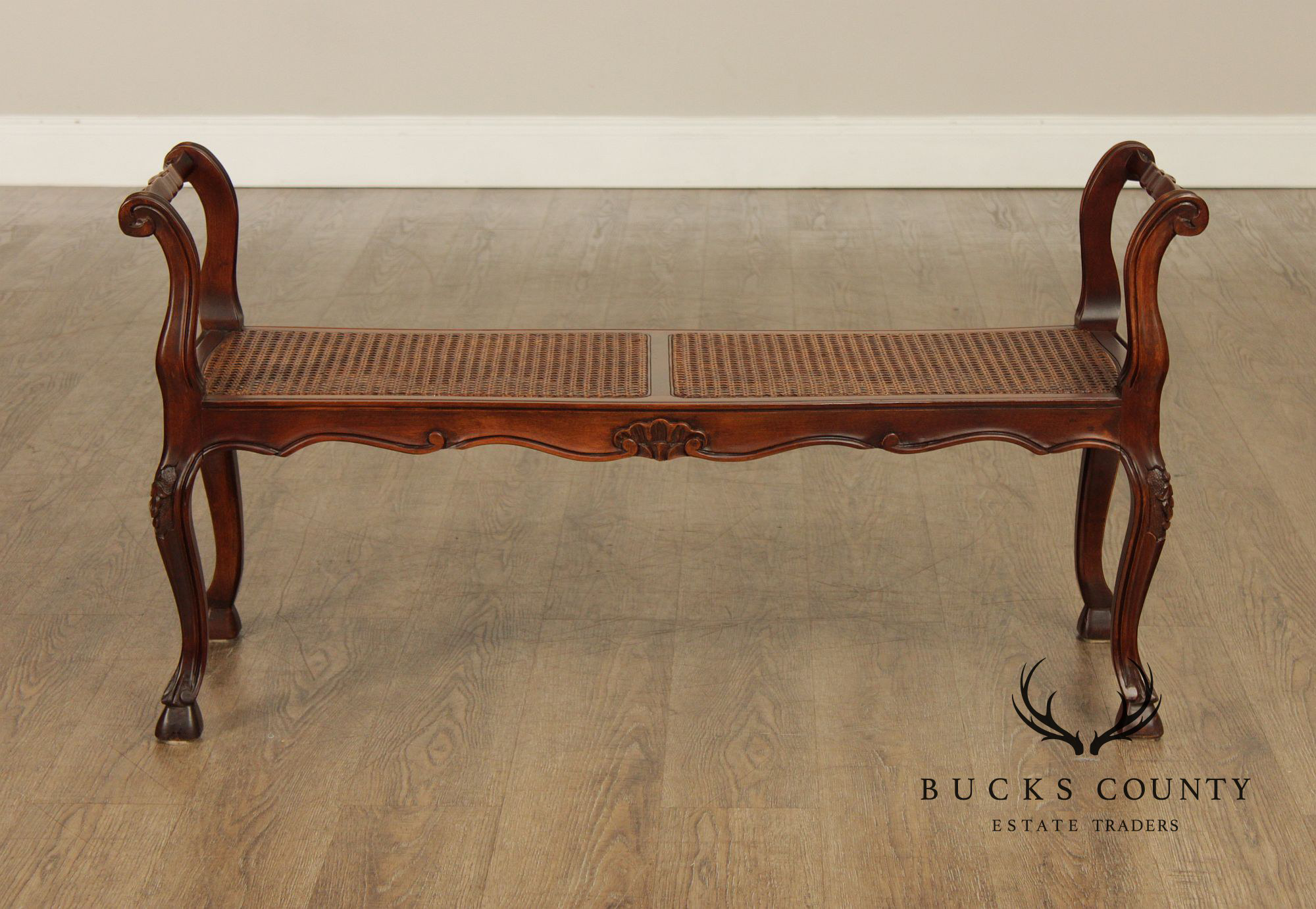Italian Provincial Style Cane Seat Bench