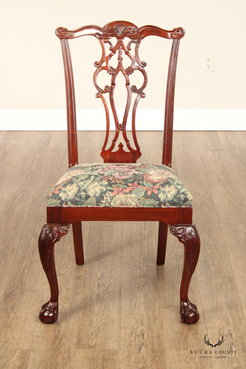 Ethan Allen Chippendale Style 18th Century Mahogany Collection Set of 10 Carved Dining Chairs