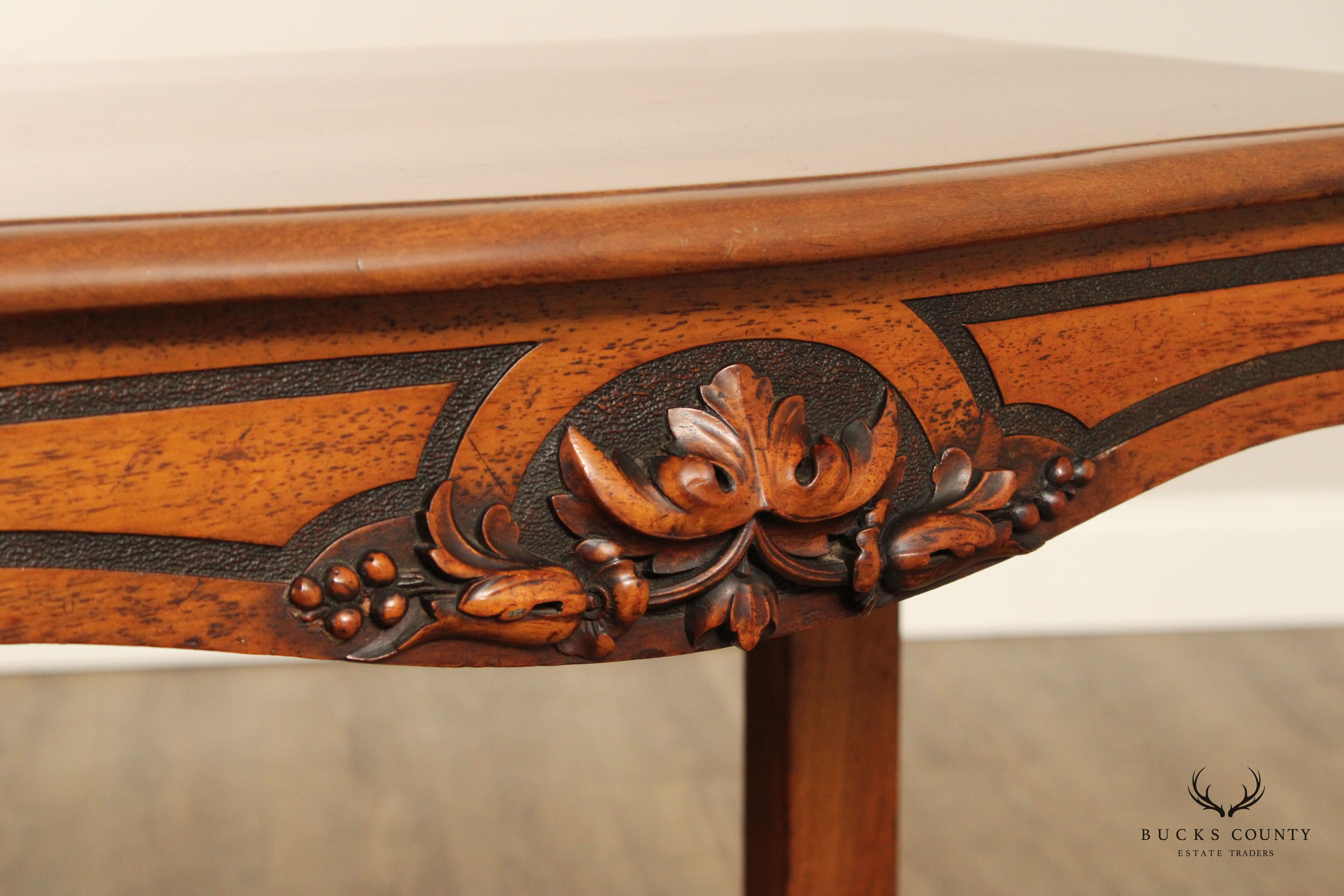 Antique French Carved Walnut Console Table