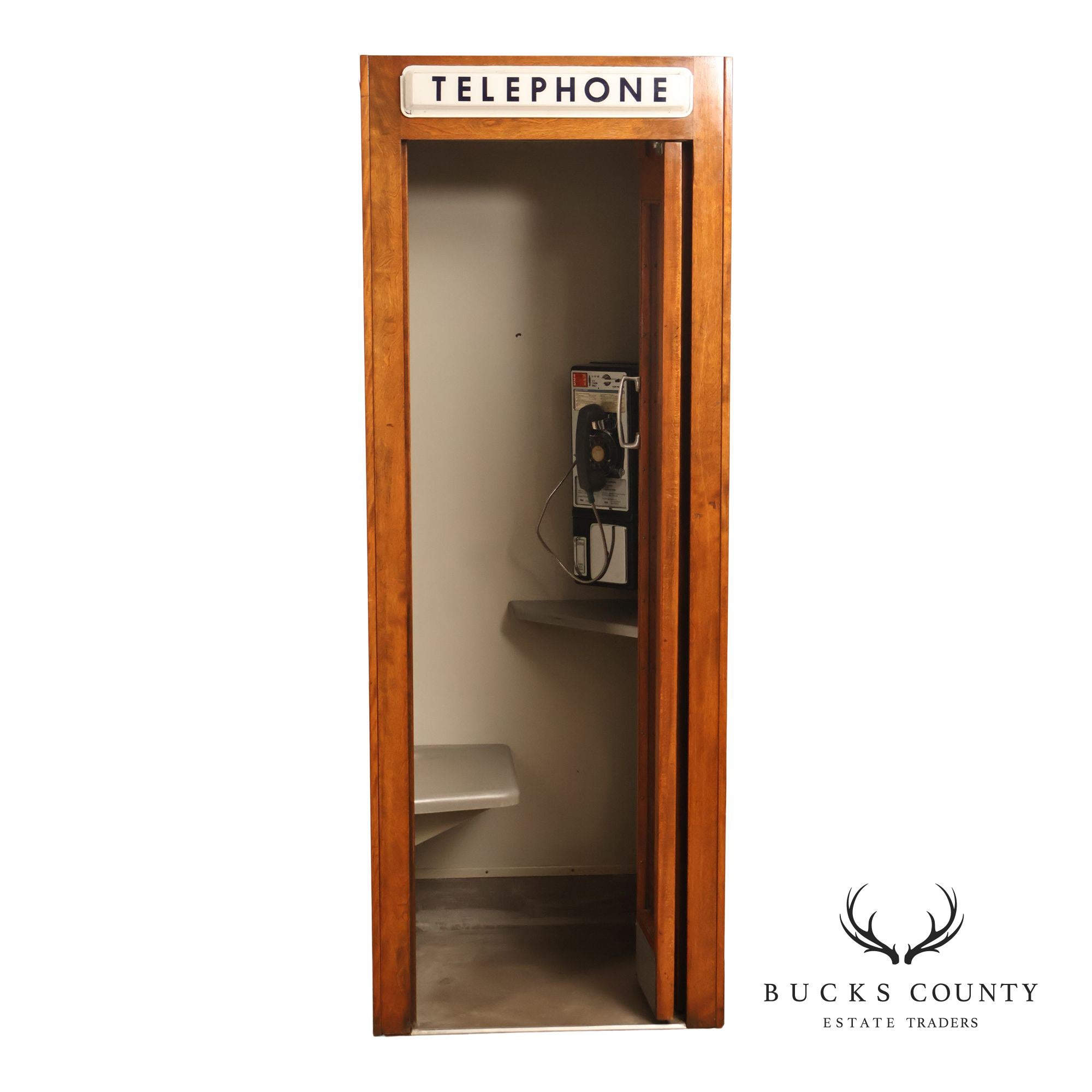 Pacific Bell Wooden Telephone Booth With Coin Operated Payphone