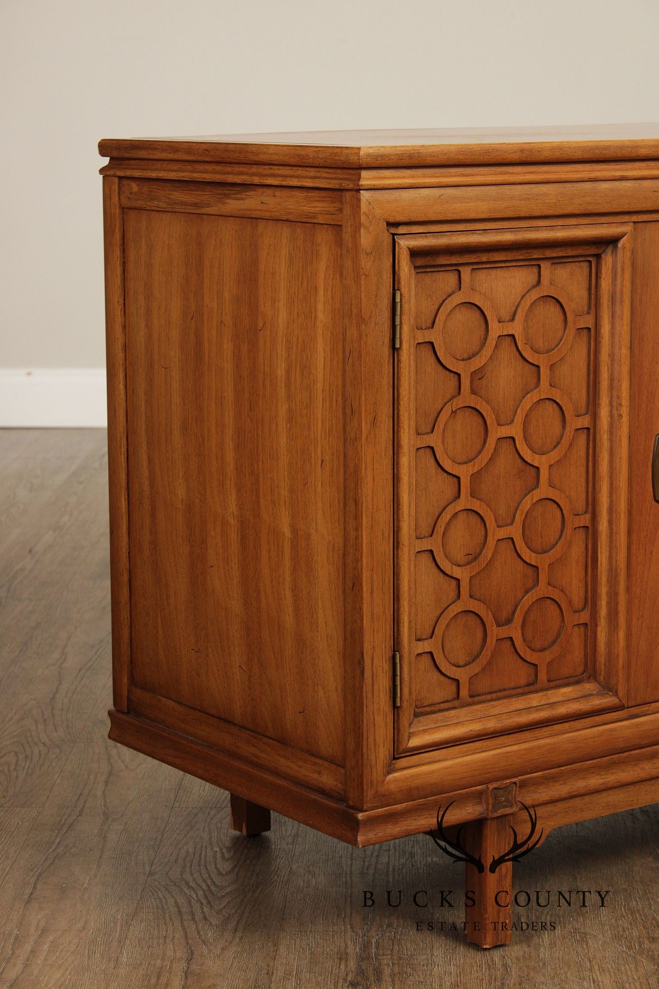 Mid Century Modern Long Sculpted Walnut Sideboard