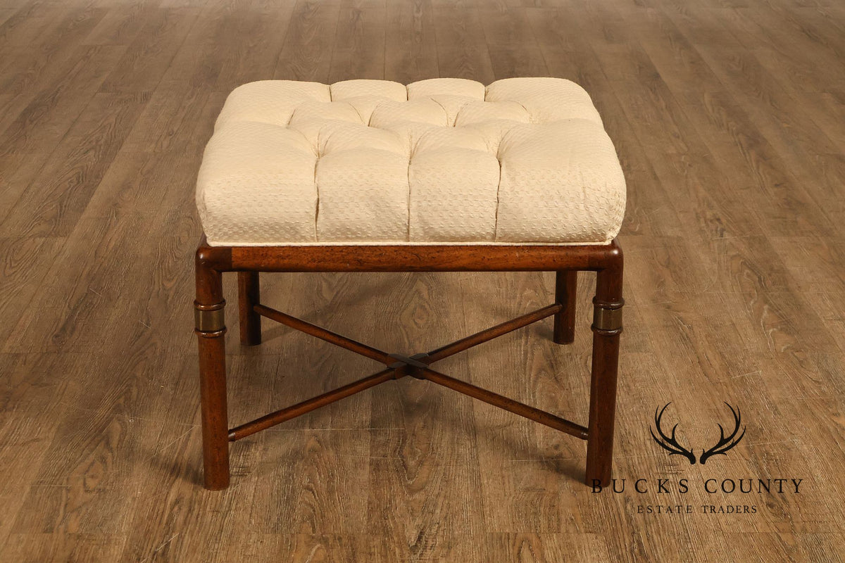 Mid Century Modern Pair of Upholstered Walnut Benches