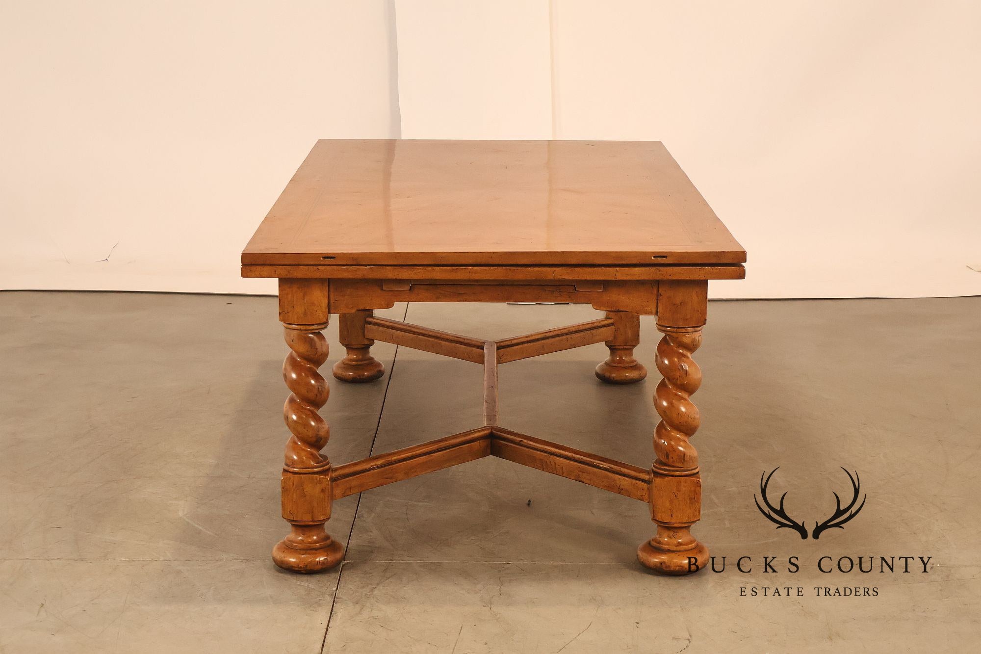 French Louis XIII Style Draw-Leaf Trestle Dining Table