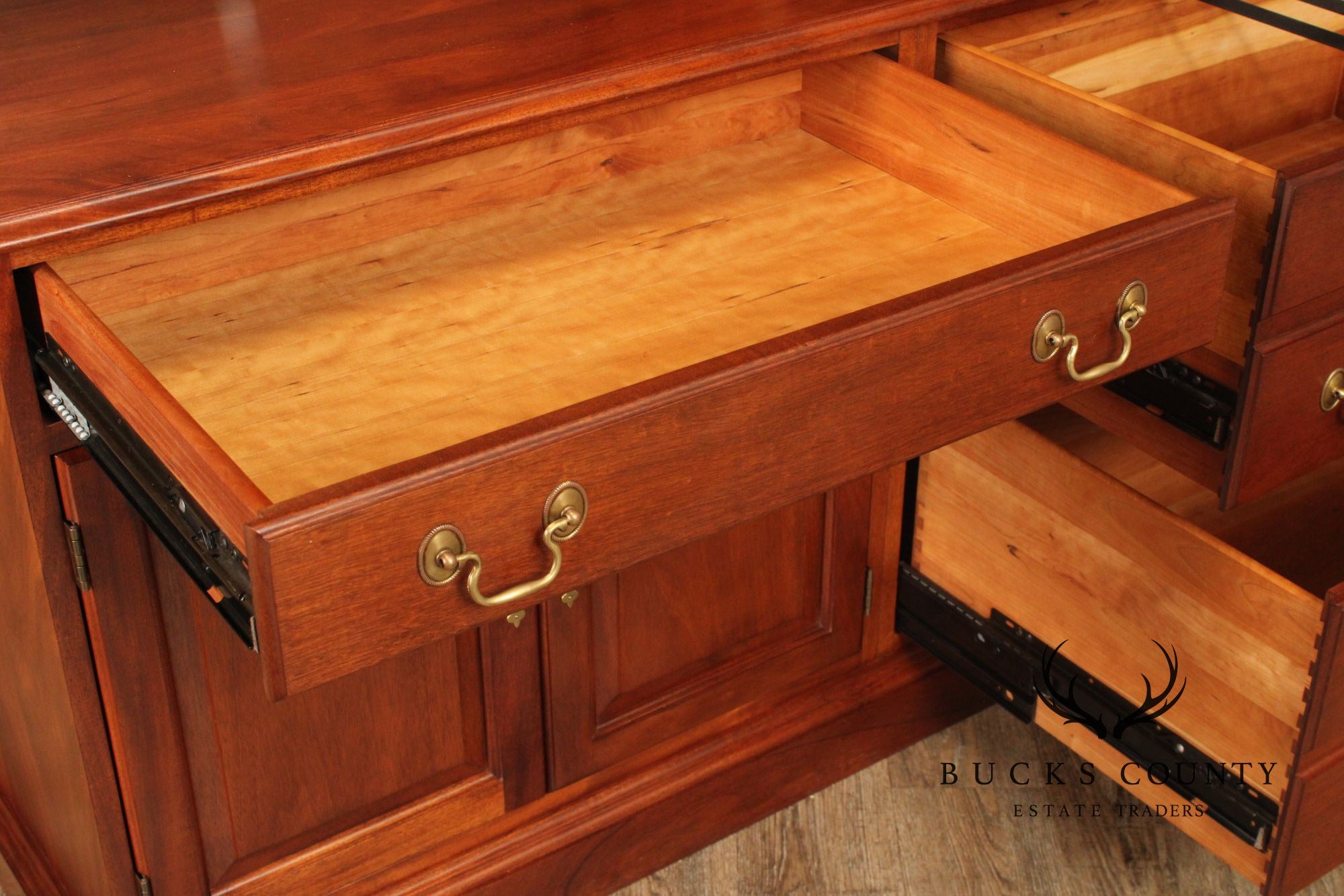 Stickley Chippendale Style Large Mahogany Credenza Bookcase