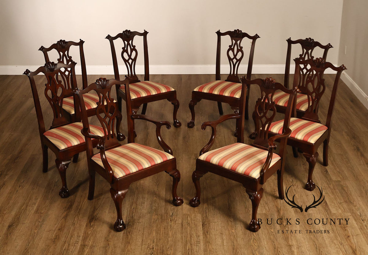 Henkel Harris Set Of Eight Chippendale Mahogany Dining Chairs