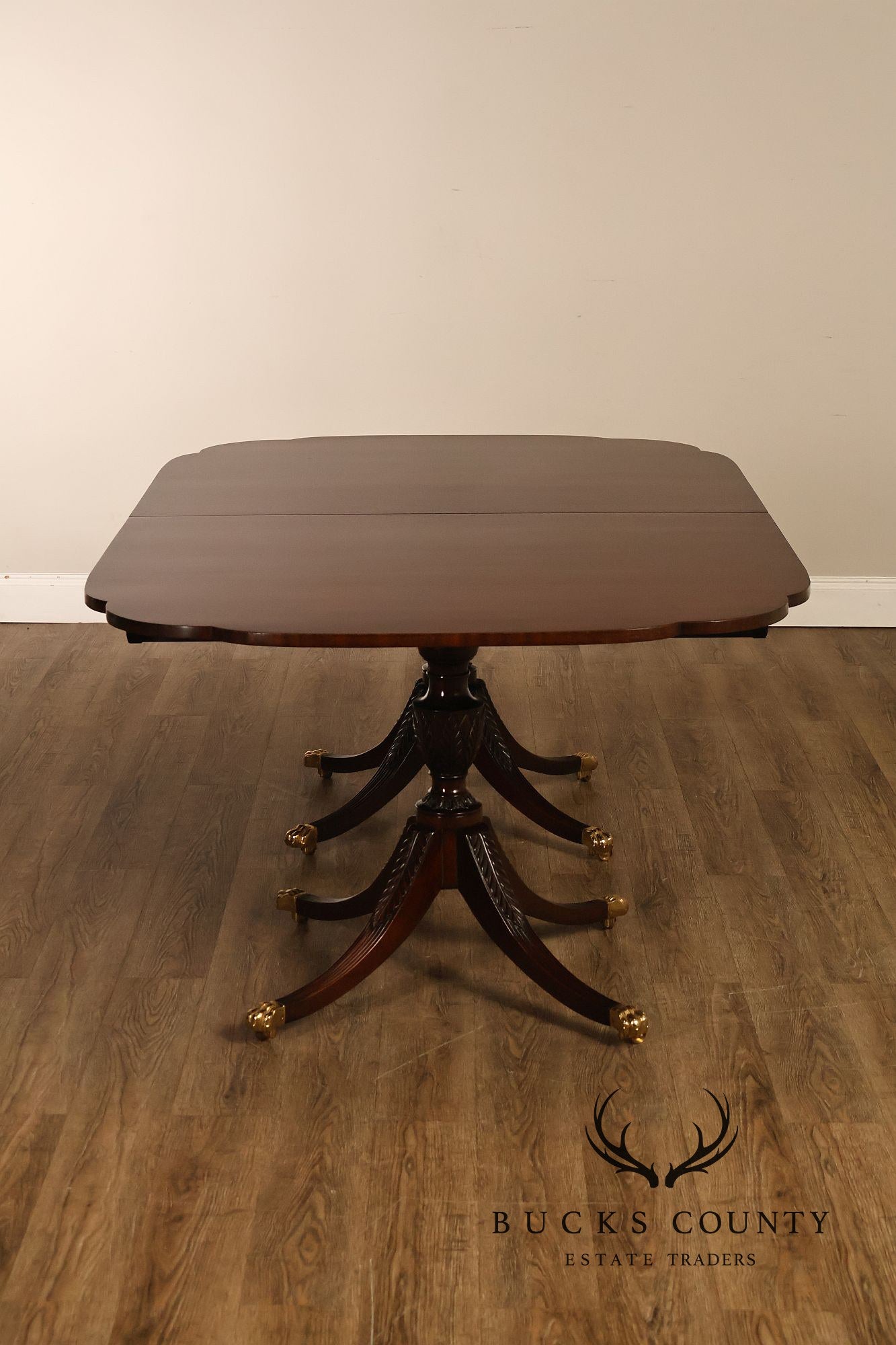 Kindel Georgian Style Double Pedestal Mahogany Dining Table