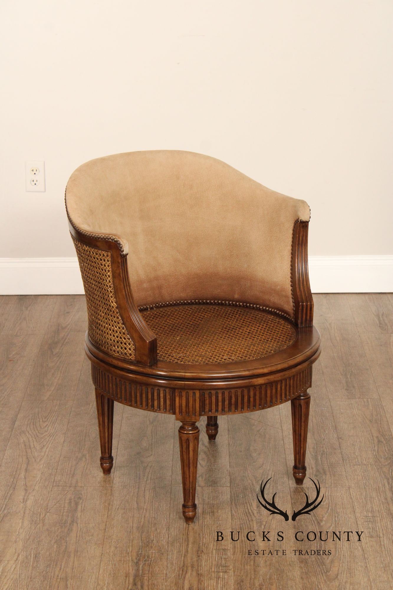 Baker Furniture French Louis XVI Style Swivel Barrel Chair