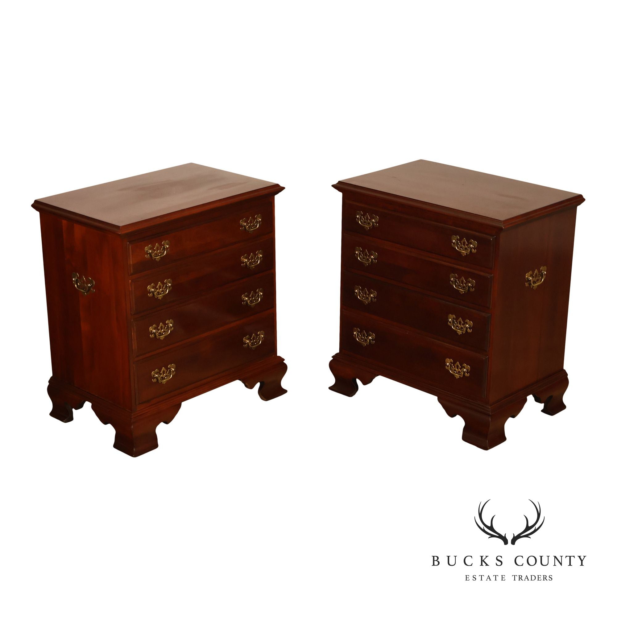 Ethan Allen Georgian Court Collection Pair Of Cherry Nightstands