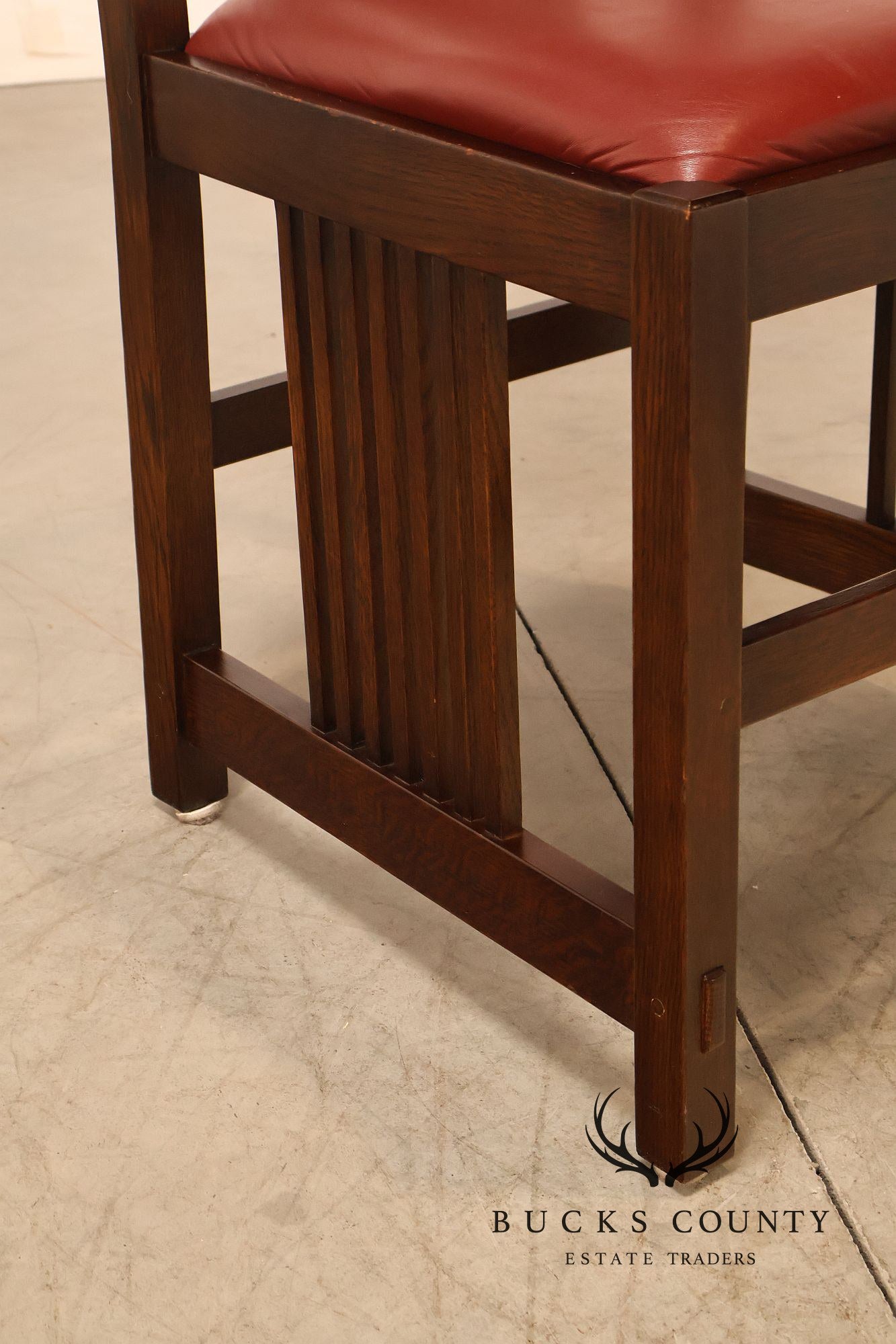Stickley Mission Collection Set Of Four Oak High Back Spindle Dining Chairs