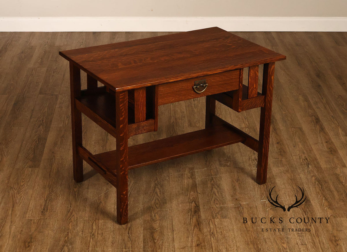 Antique Stickley Brothers Mission Oak One-Drawer Library Table