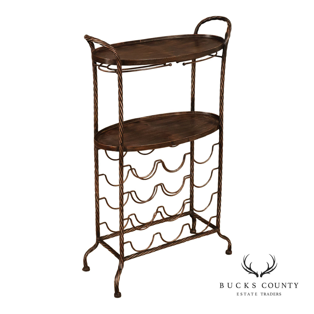 Twisted Metal Two-Tier Wine Rack Serving Stand