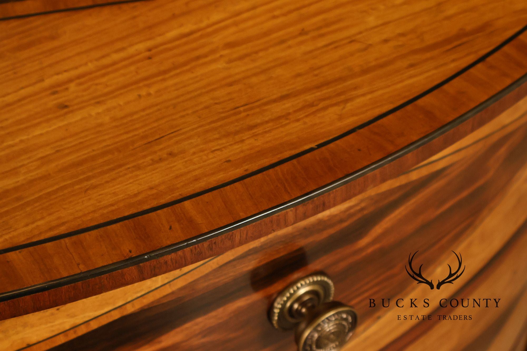 John-Richard Ebony Inlaid Satinwood Demilune Chest