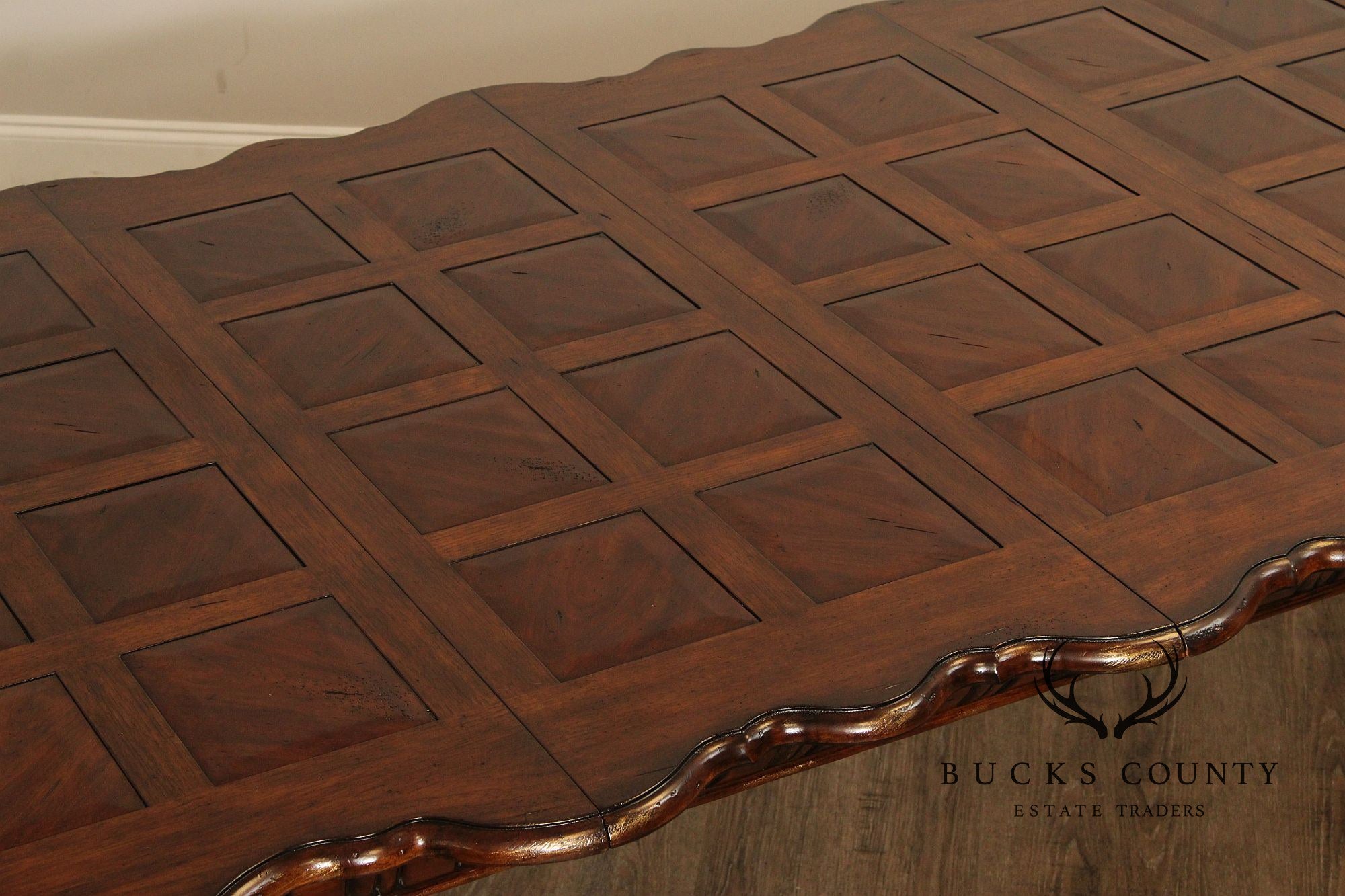 French Louis XV Style Expandable Parquetry Top Dining Table