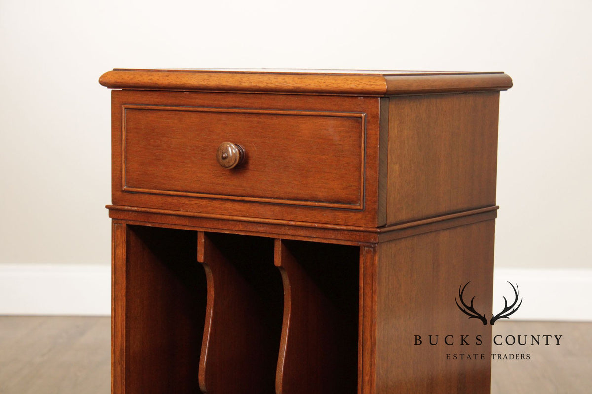 Traditional Style Small Mahogany Ledger Cabinet With Vertical Slots And Single Drawer