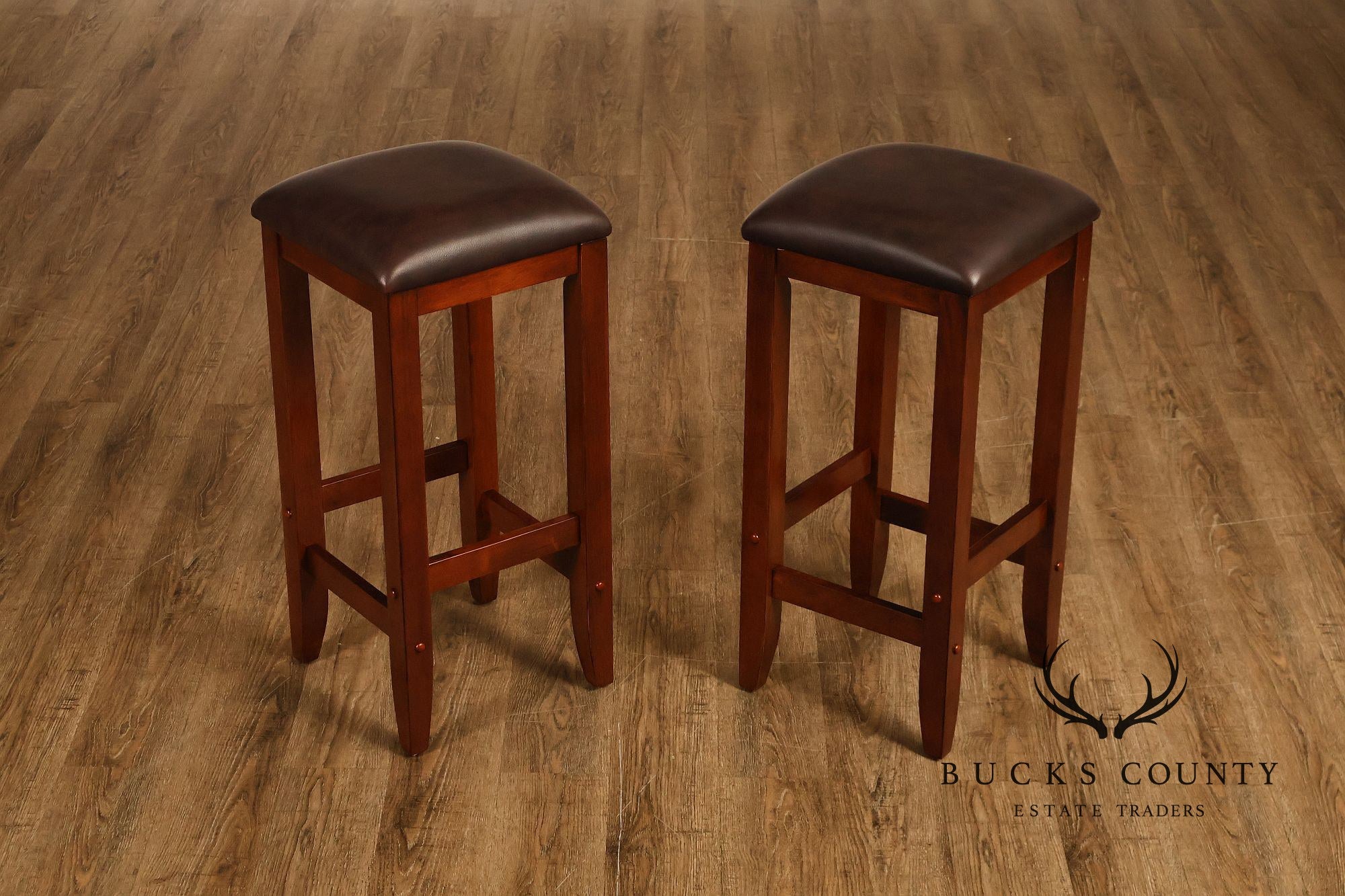 Traditional Home Bar With Wine Storage And Two Bar Stools