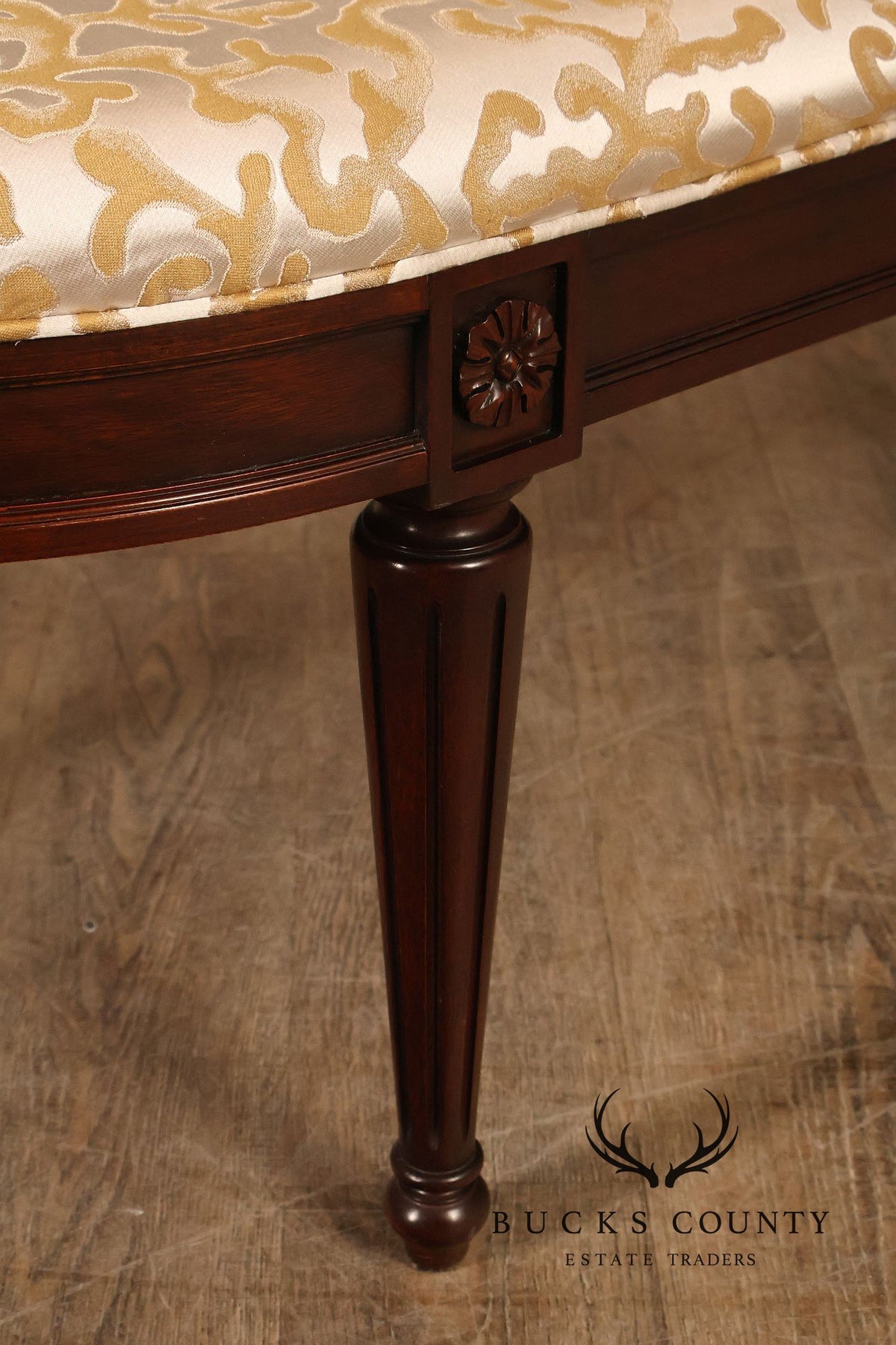 Henkel Harris French Louis XVI Mahogany Demilune Bench