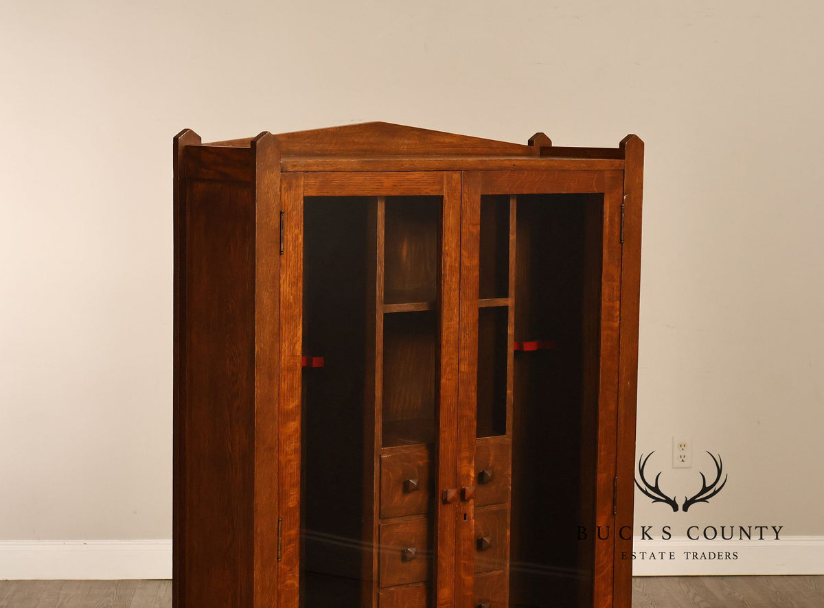 Antique Grand Rapids Mission Oak Gun Cabinet