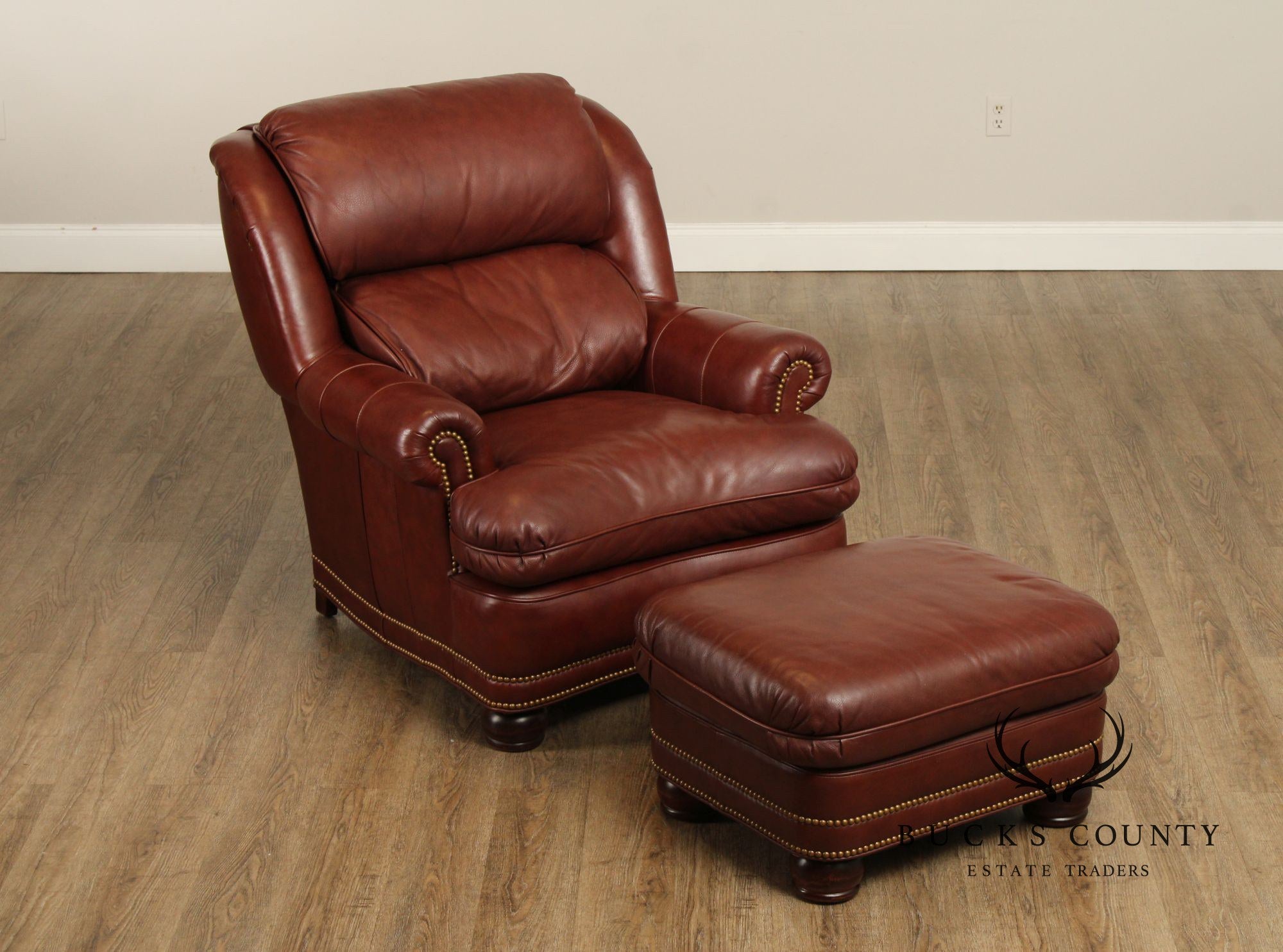 Hancock & Moore 'Austin' Leather Armchair and Ottoman