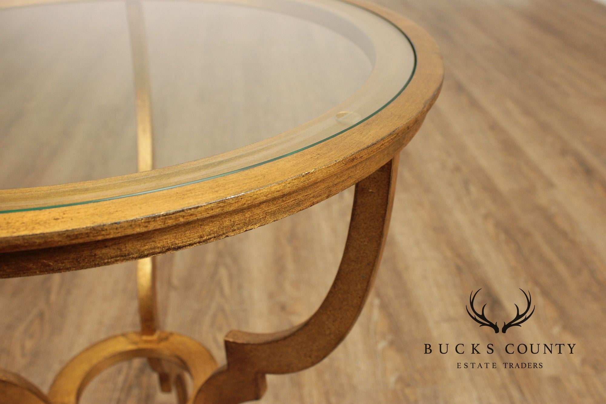 Ethan Allen Gilt Finished Glass Top 'Belle' Side Table