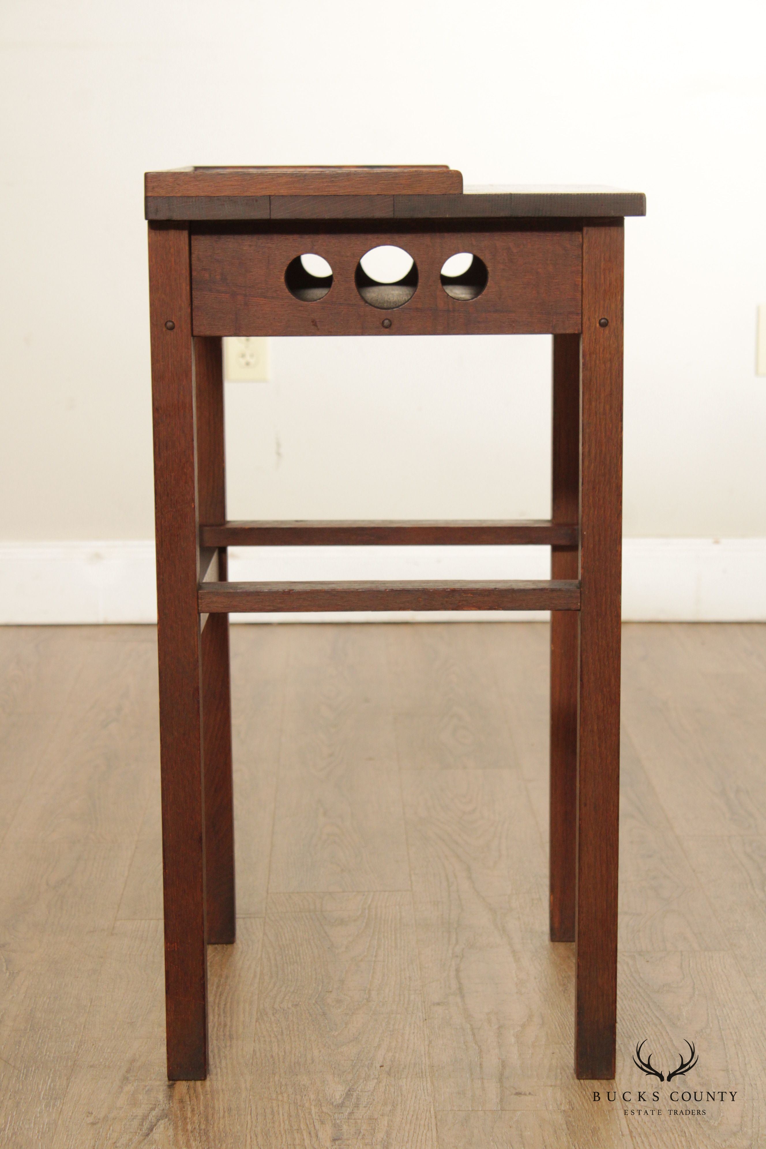 Antique Arts & Crafts Oak Telephone Side Table