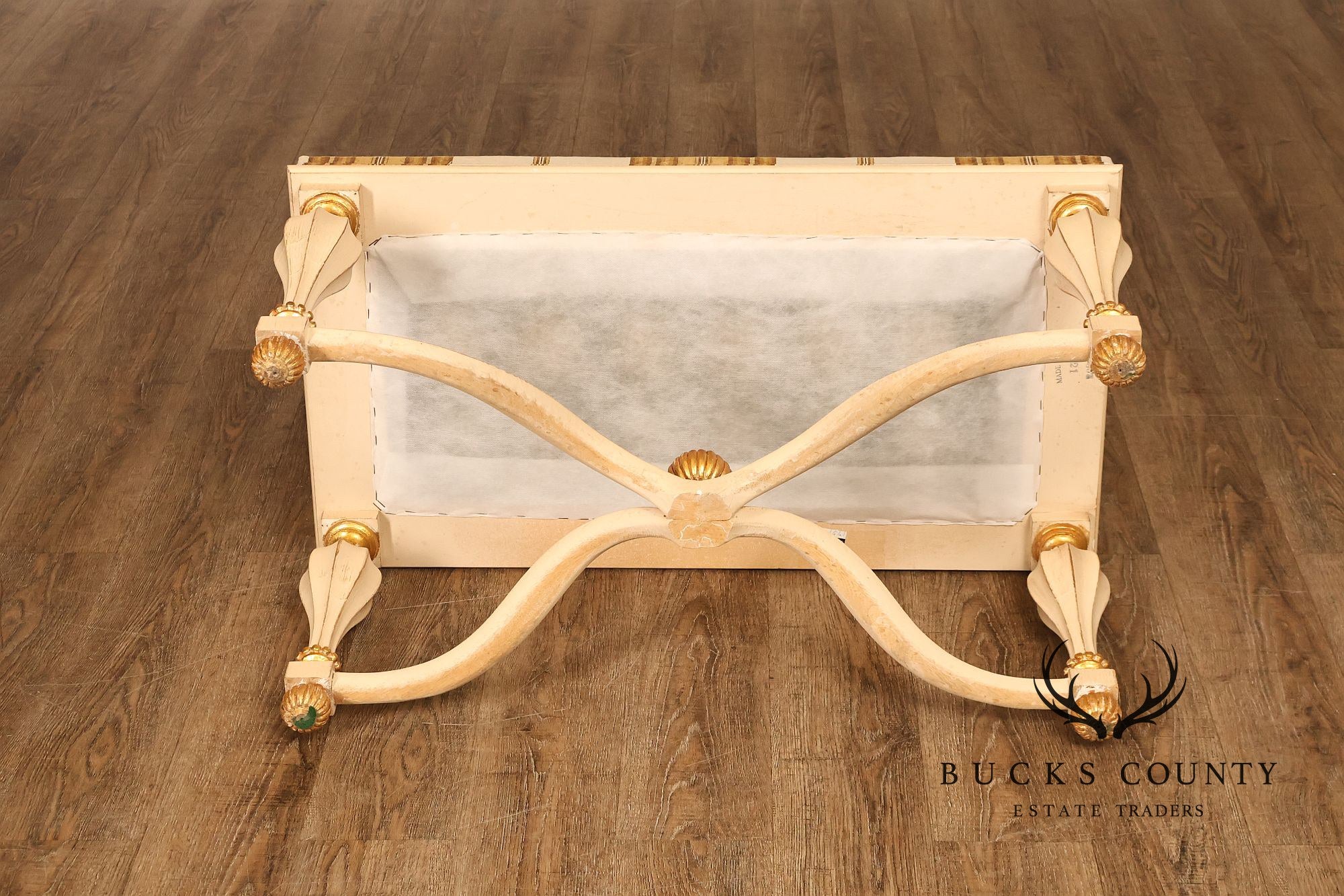 Decorative Crafts Inc. Italian Renaissance Style Partial Giltwood Painted Window Bench