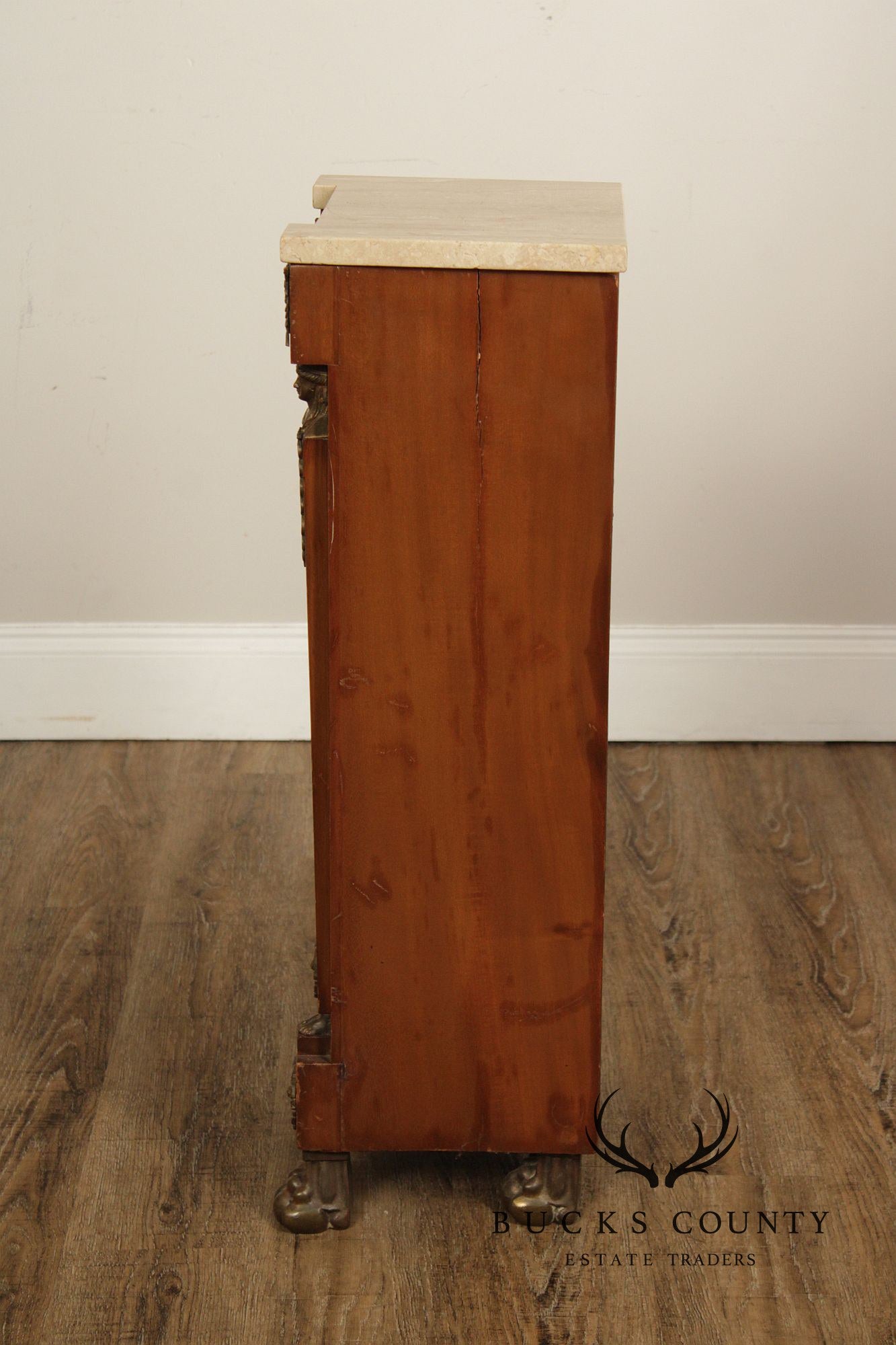 Antique French Marble Top Neoclassical Style Pedestal