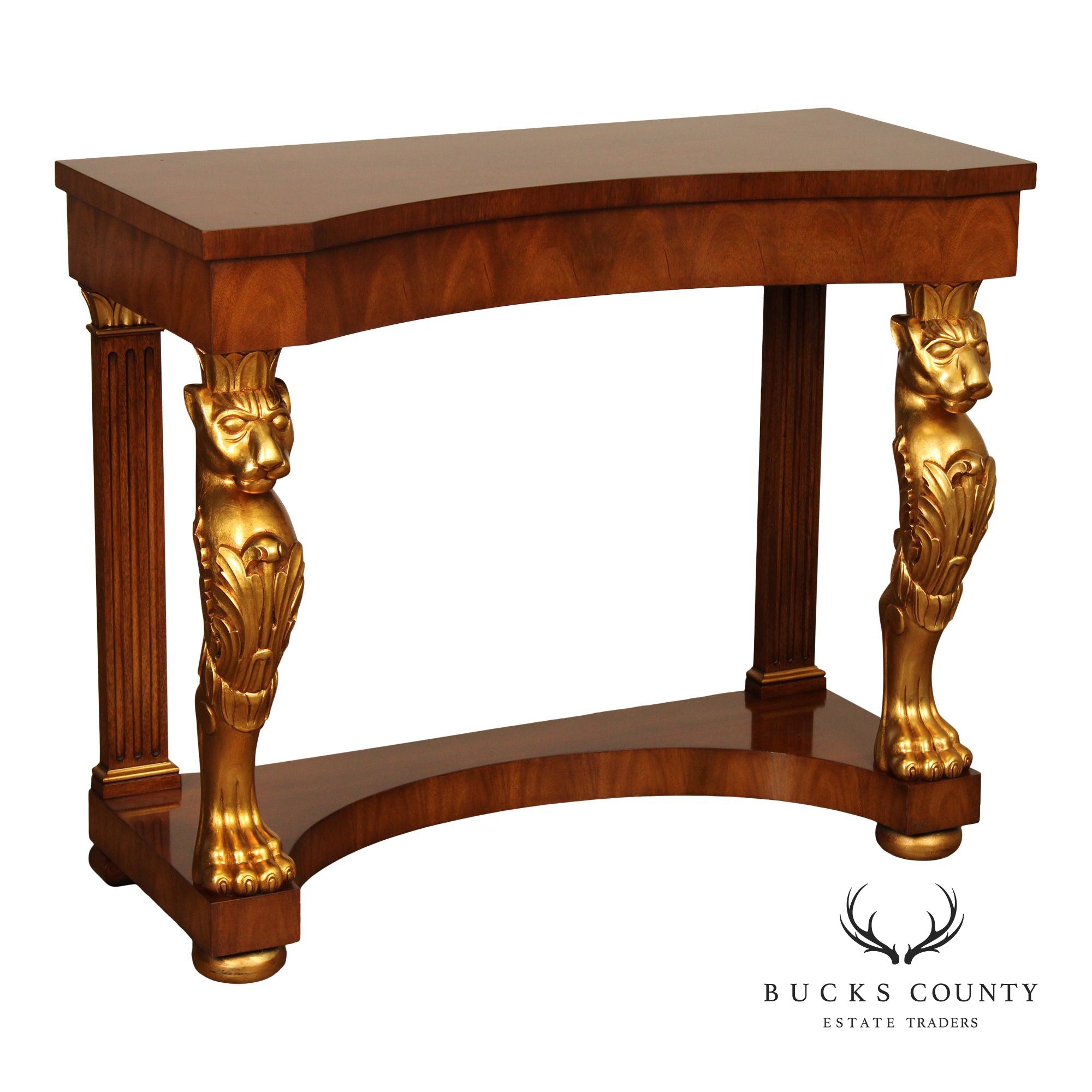 Karges Empire Style Mahogany and Partial Gilt Console Table