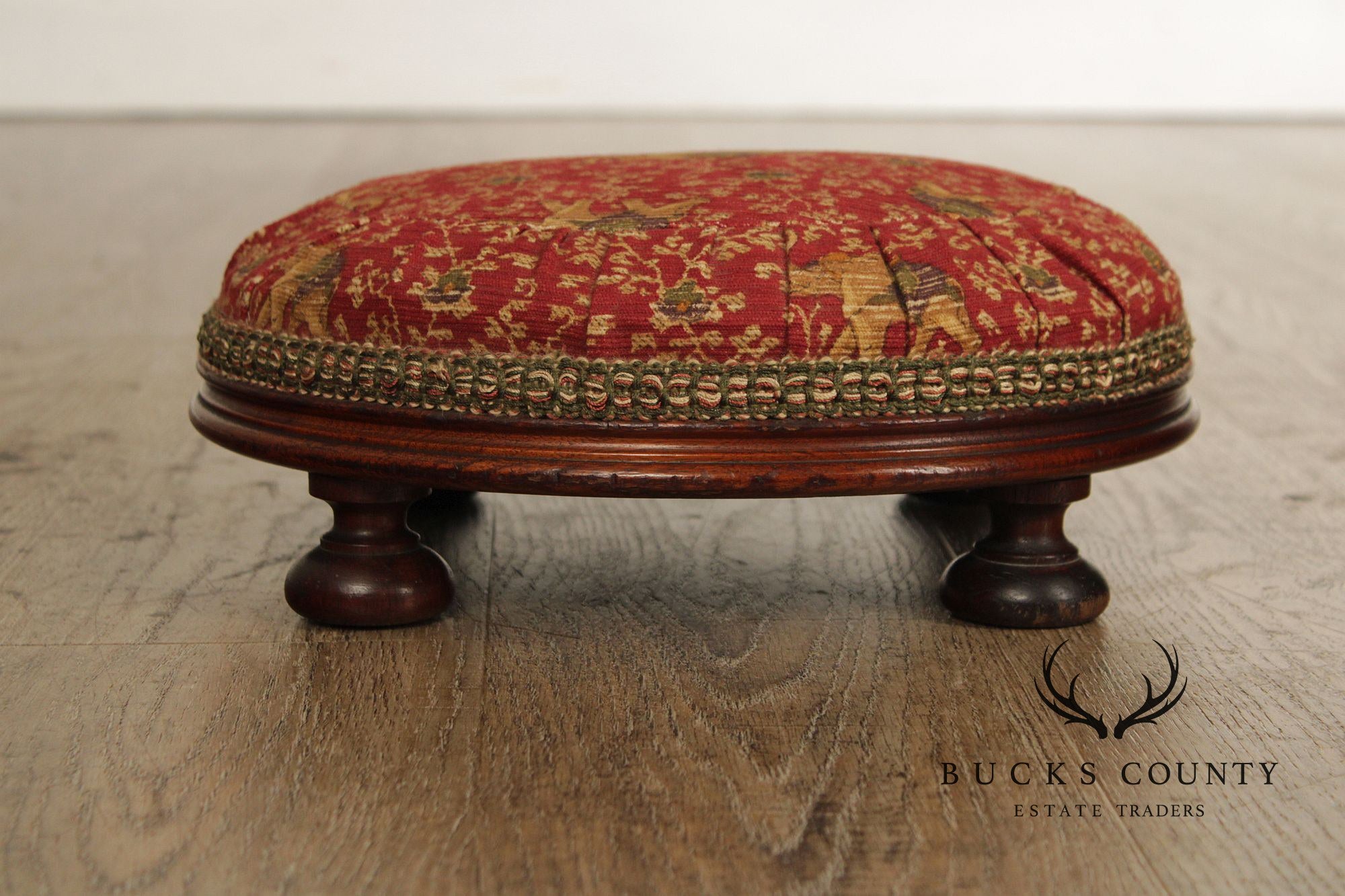 Antique Victorian Low Round Foot Stool