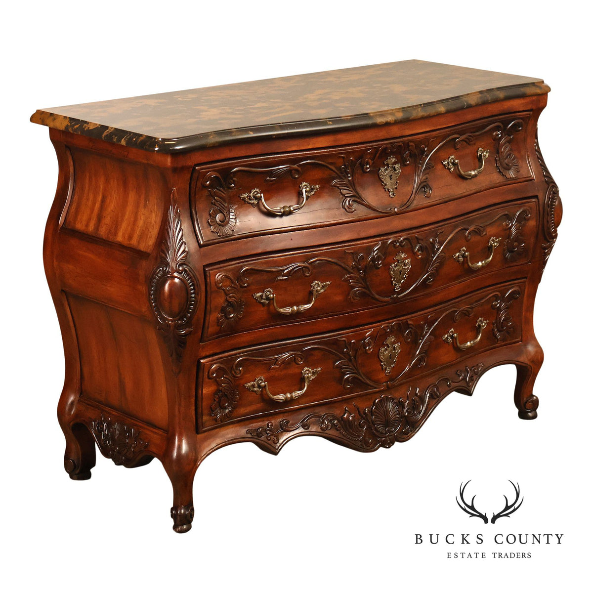 Henredon Louis XV Style Bombe Chest Of Drawers