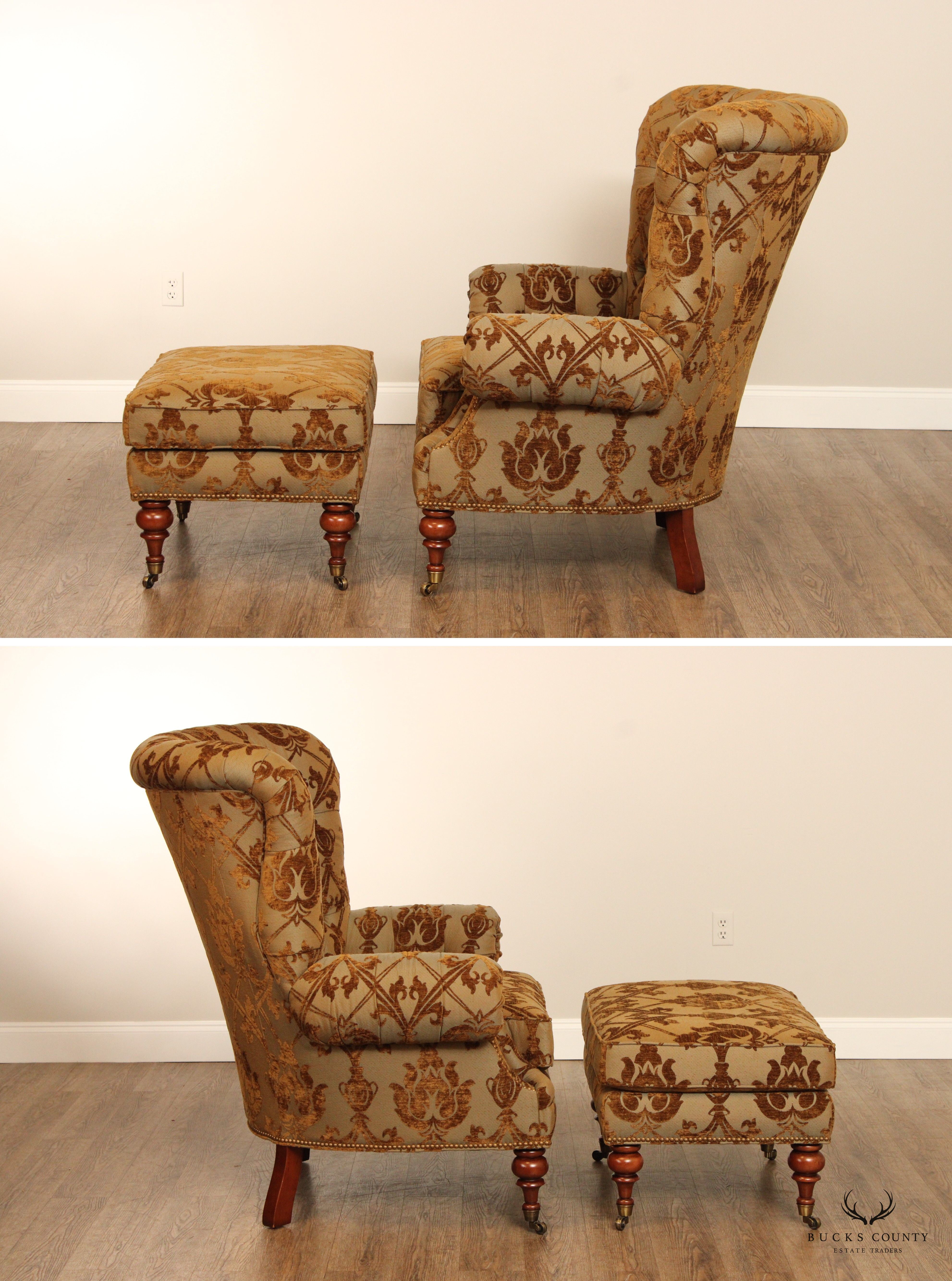 E.J. Victor Tufted 'Kensington' Wing Chair And Ottoman