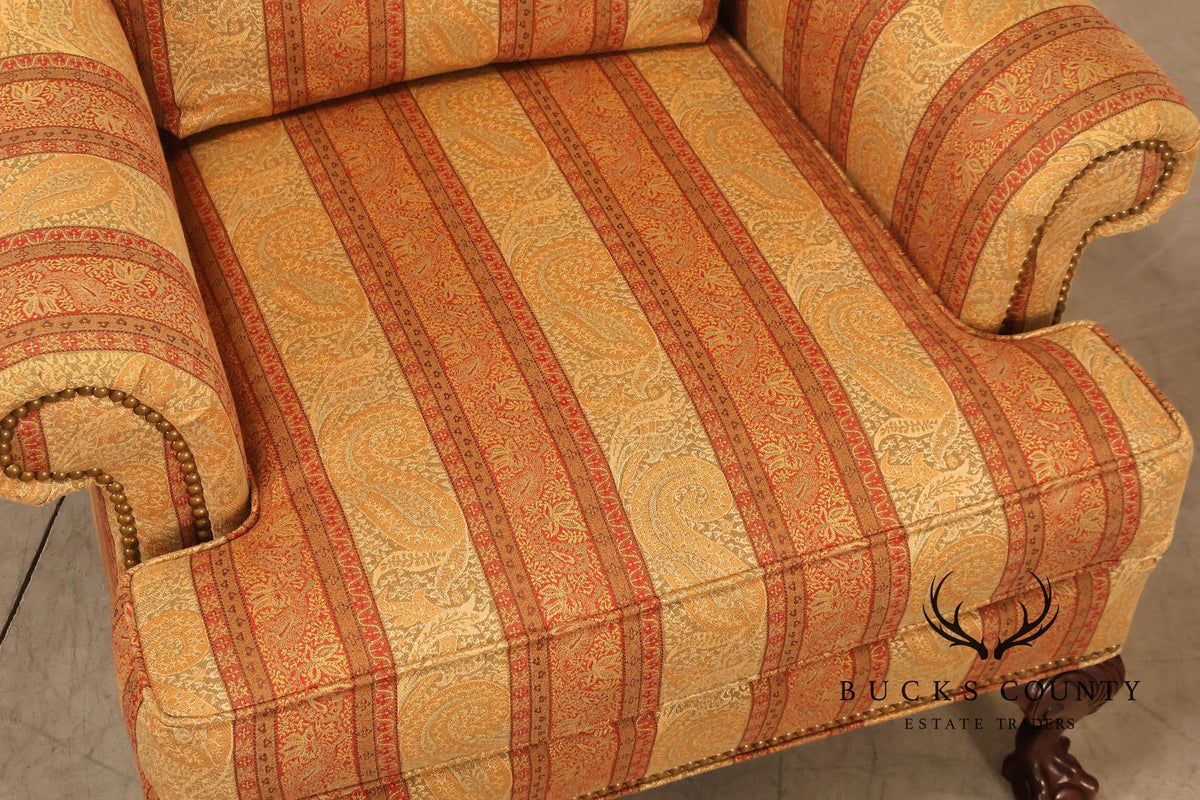 Hickory Chair Chippendale Style Custom Upholstered Wing backArmchair