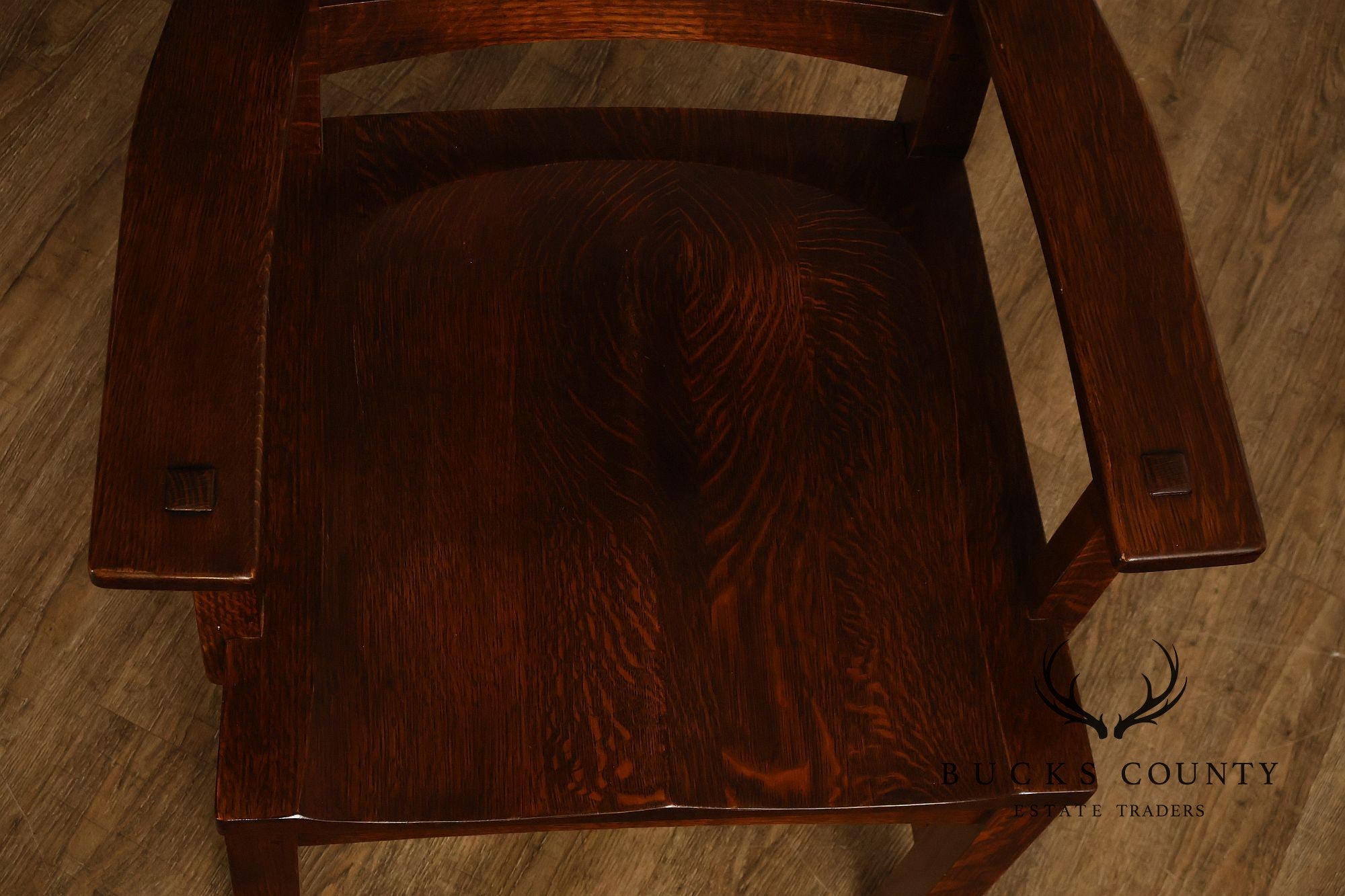 Stickley Mission Collection Pair Of Oak Cottage Armchairs